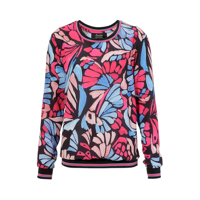 Aniston SELECTED Shirtbluse, mit farbenfrohem Druck und gestreiften  Bündchen online bestellen