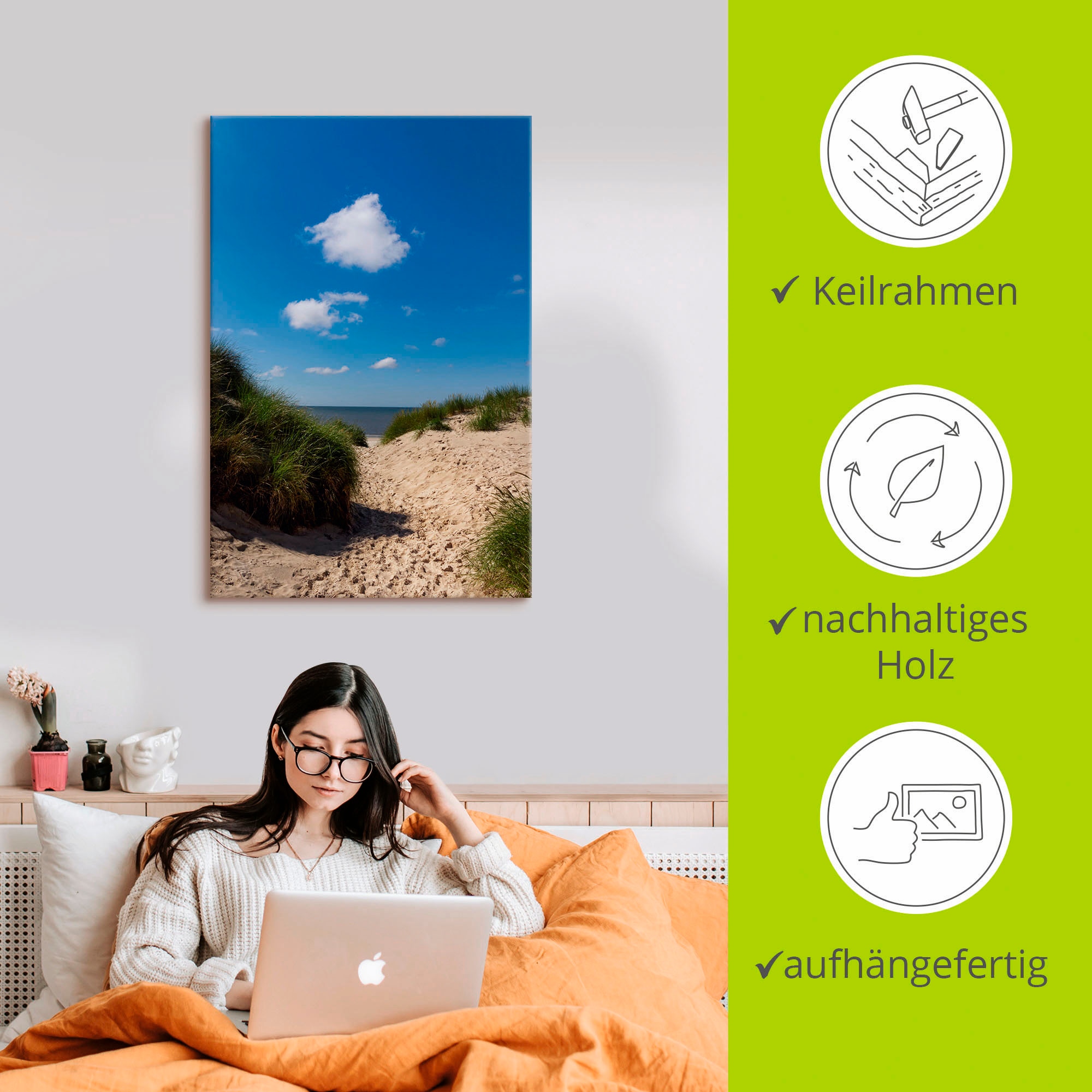 Artland Leinwandbild »Weg zum Strand I«, Strand, (1 St.)