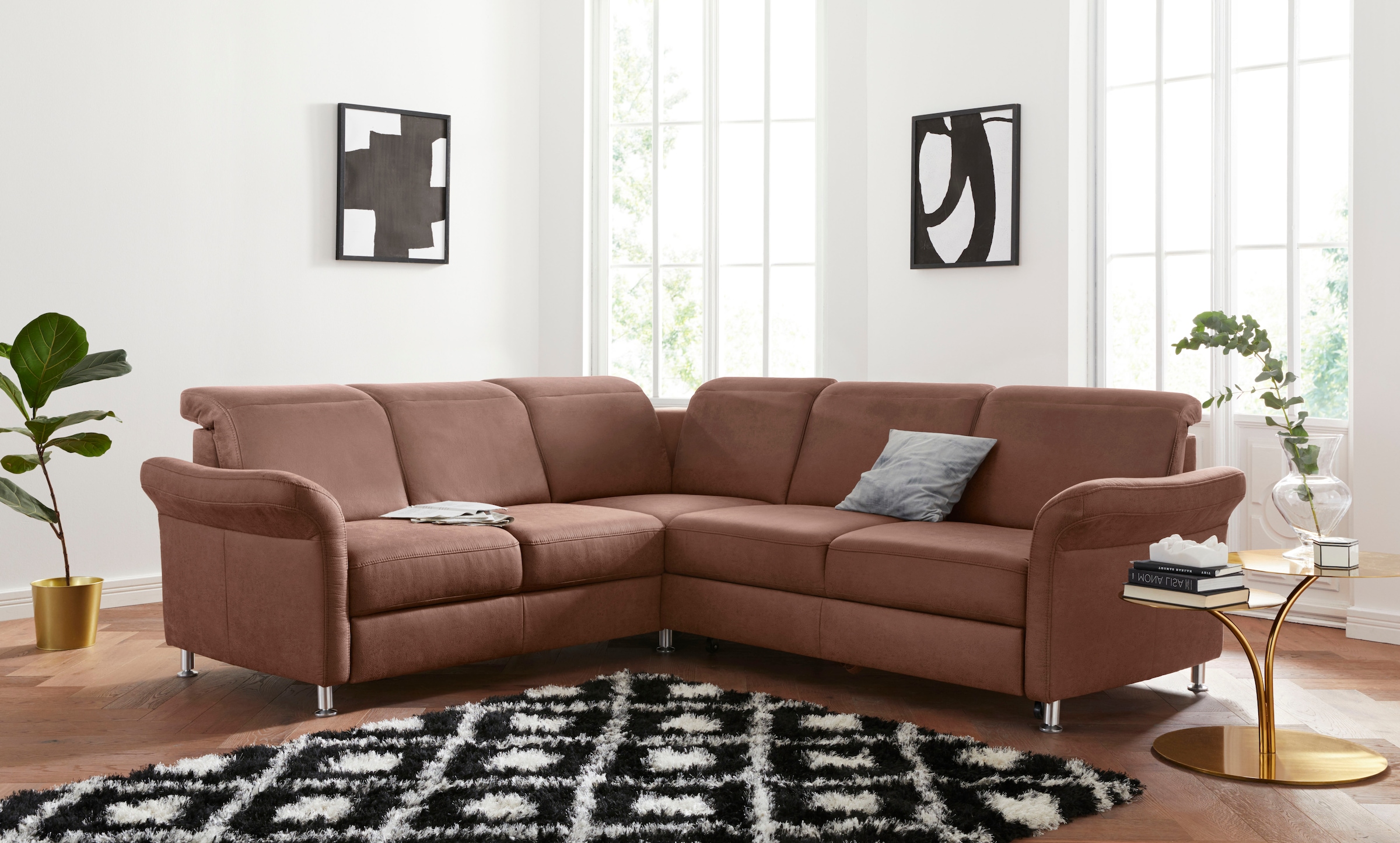 sit&more Ecksofa »Darwin L-Form«, inklusive Federkern, wahlweise mit Kopfte günstig online kaufen