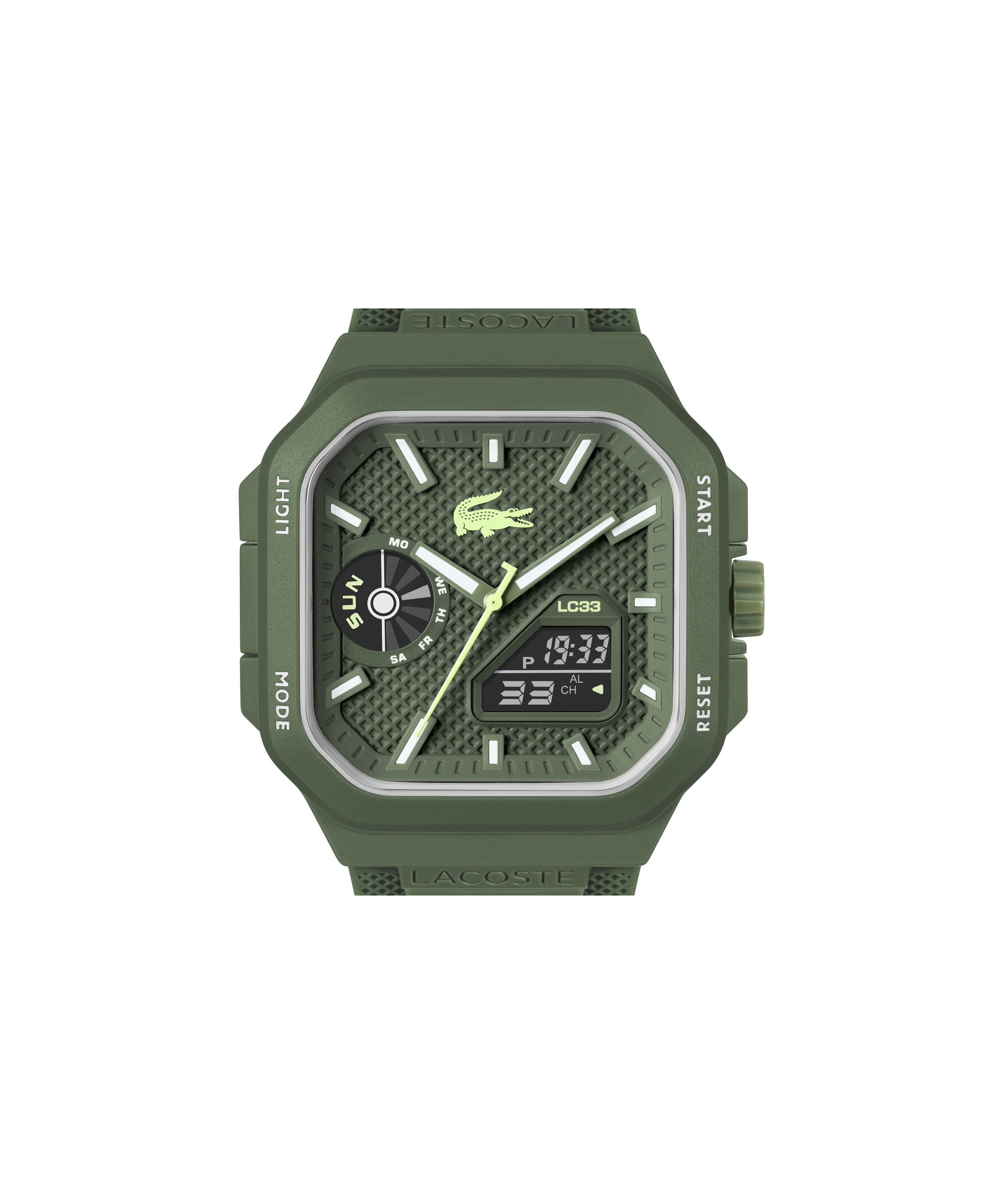 Lacoste Digitaluhr »LC33 SQUARE« Quarzuhr, Armbanduhr, Herrenuhr, Silikonarmband, digital, analog