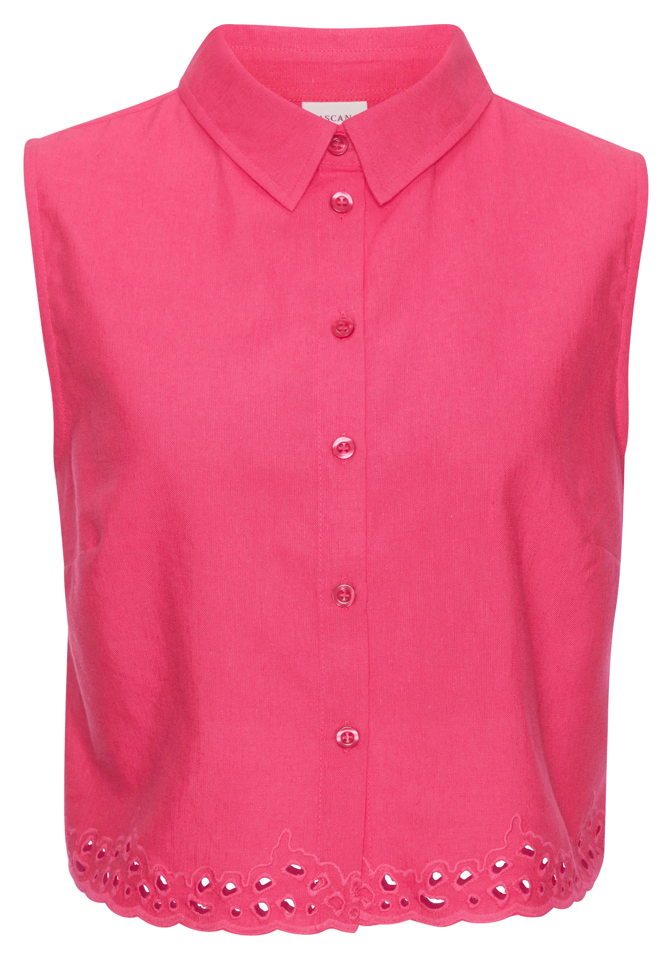 LASCANA Blusentop, mit Häkelapplikation, Leinenbluse, Sommertop, casual