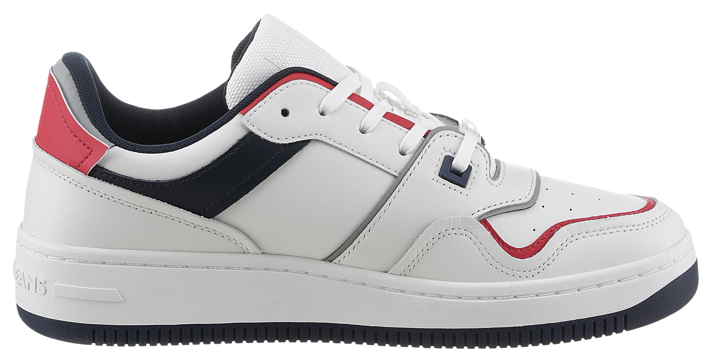 Tommy Jeans Keilsneaker »TJM RETRO BASKET CUPSOLE«, Schnürschuh, Freitzeitschuh, Halbschuh mit Kontrastbesätzen