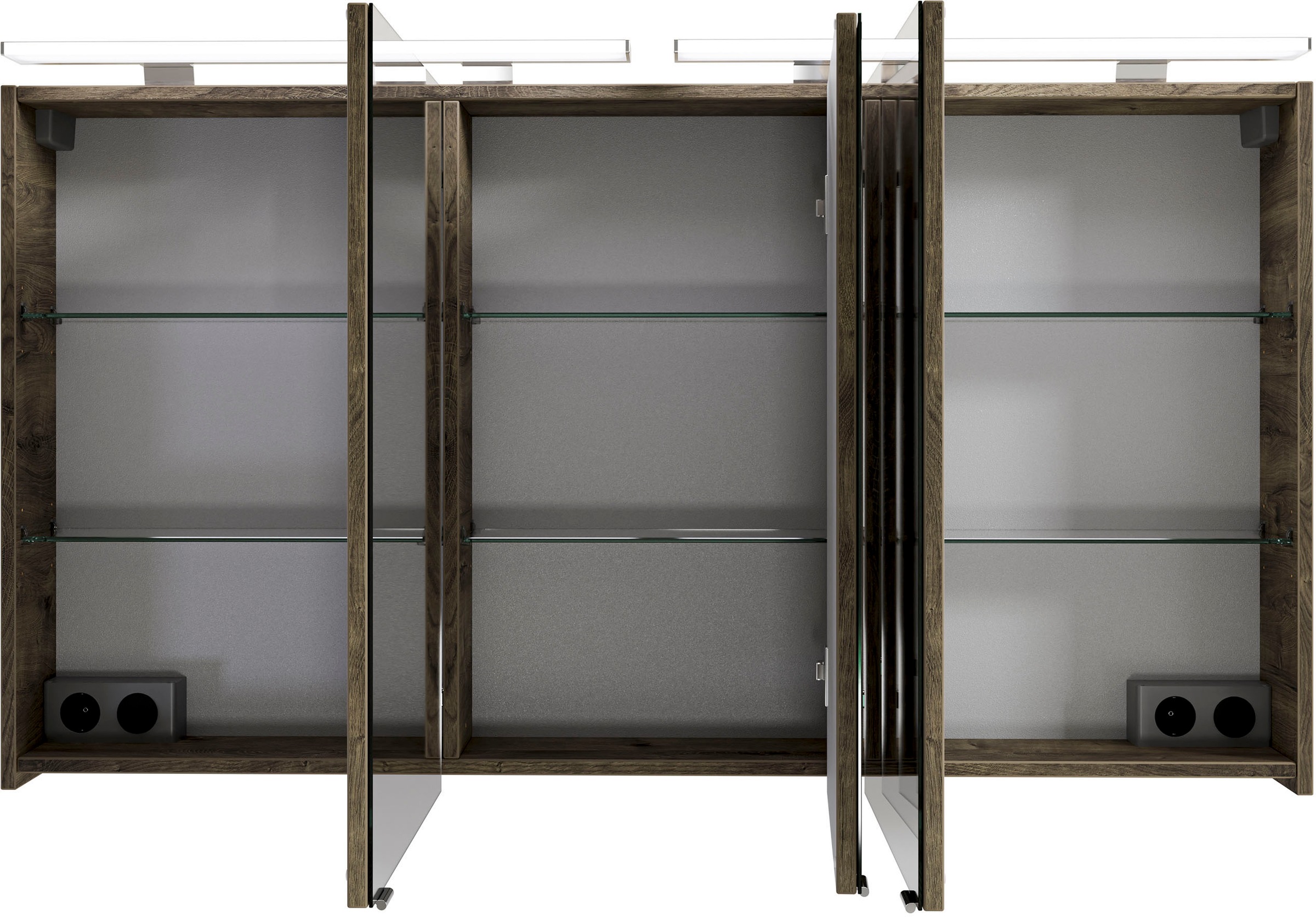 Saphir Badmöbel-Set »Serie 6025 2-teilig Mineralmarmor-Waschtisch mit LED-Spiegelschrank«, (2 St.), Waschplatz 132cm breit, 4 Schubladen, 2 Spiegel-Türen, inkl Türdämpfer