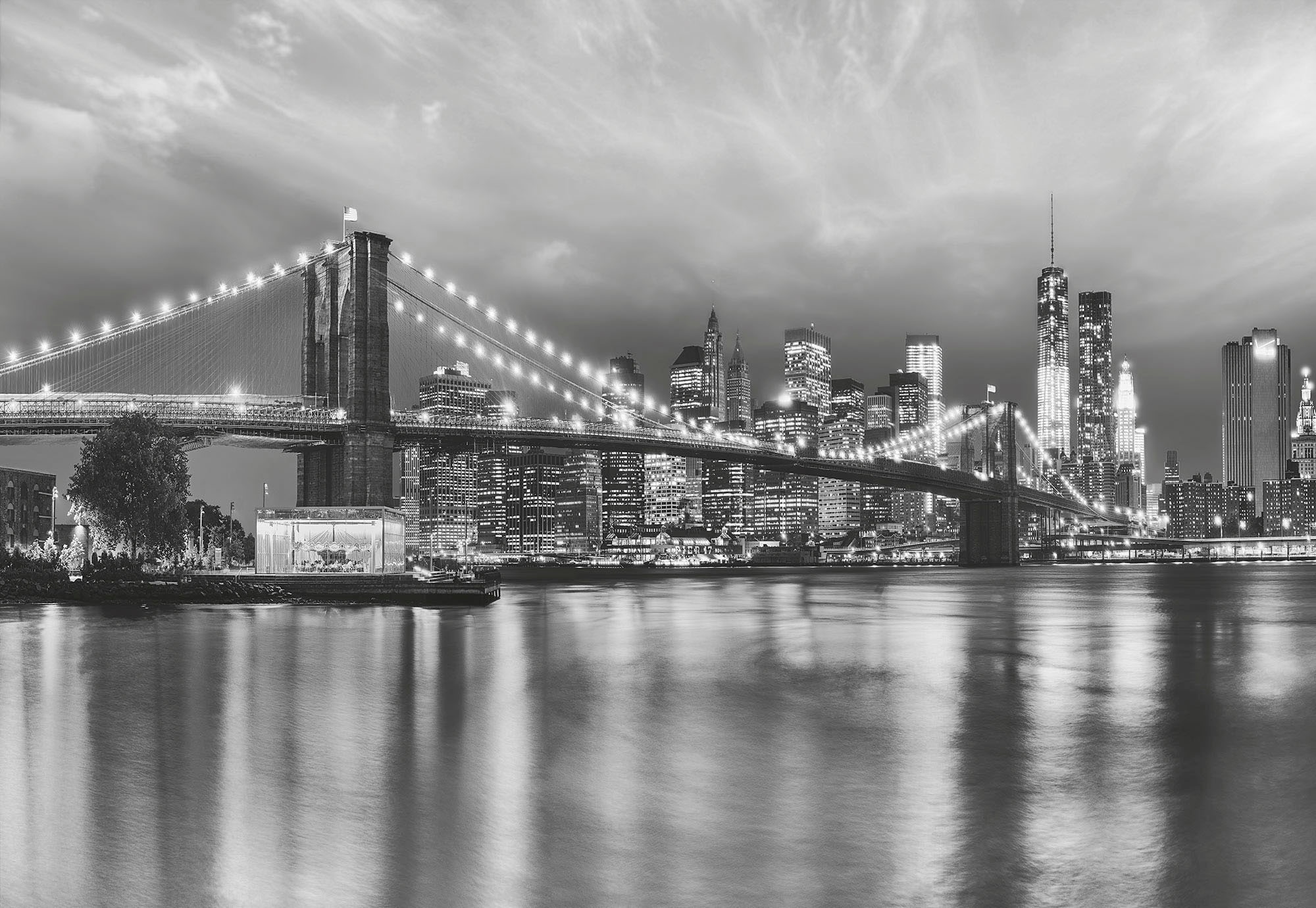 Komar Fototapete »Brooklyn B/W - Größe 368 x 254 cm« bedruckt glatt Wohnzimmer, Schlafzimmer