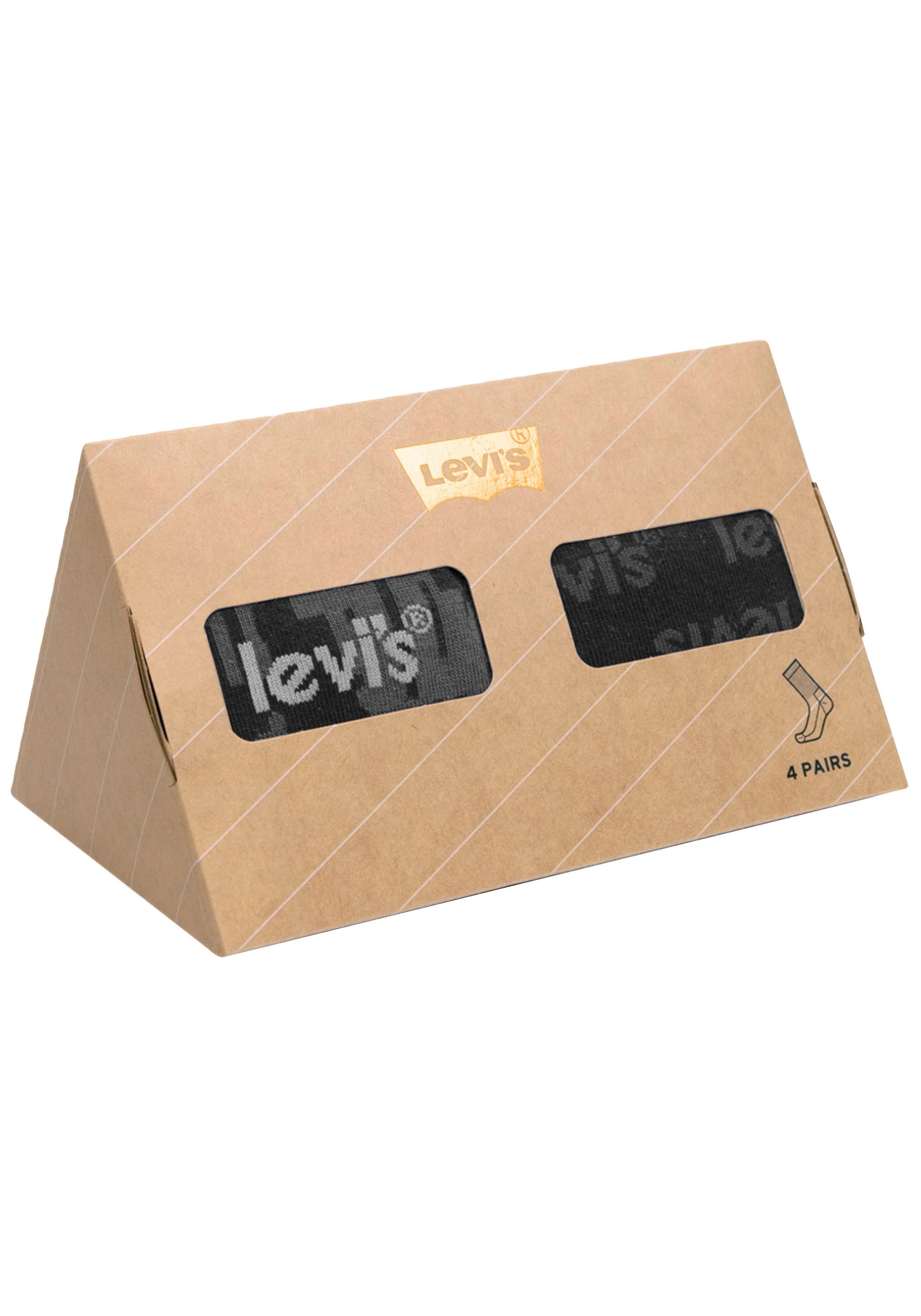 Levi's® Socken, (Packung, 4 Paar), Gemustert, Logostickerei allover, meliert
