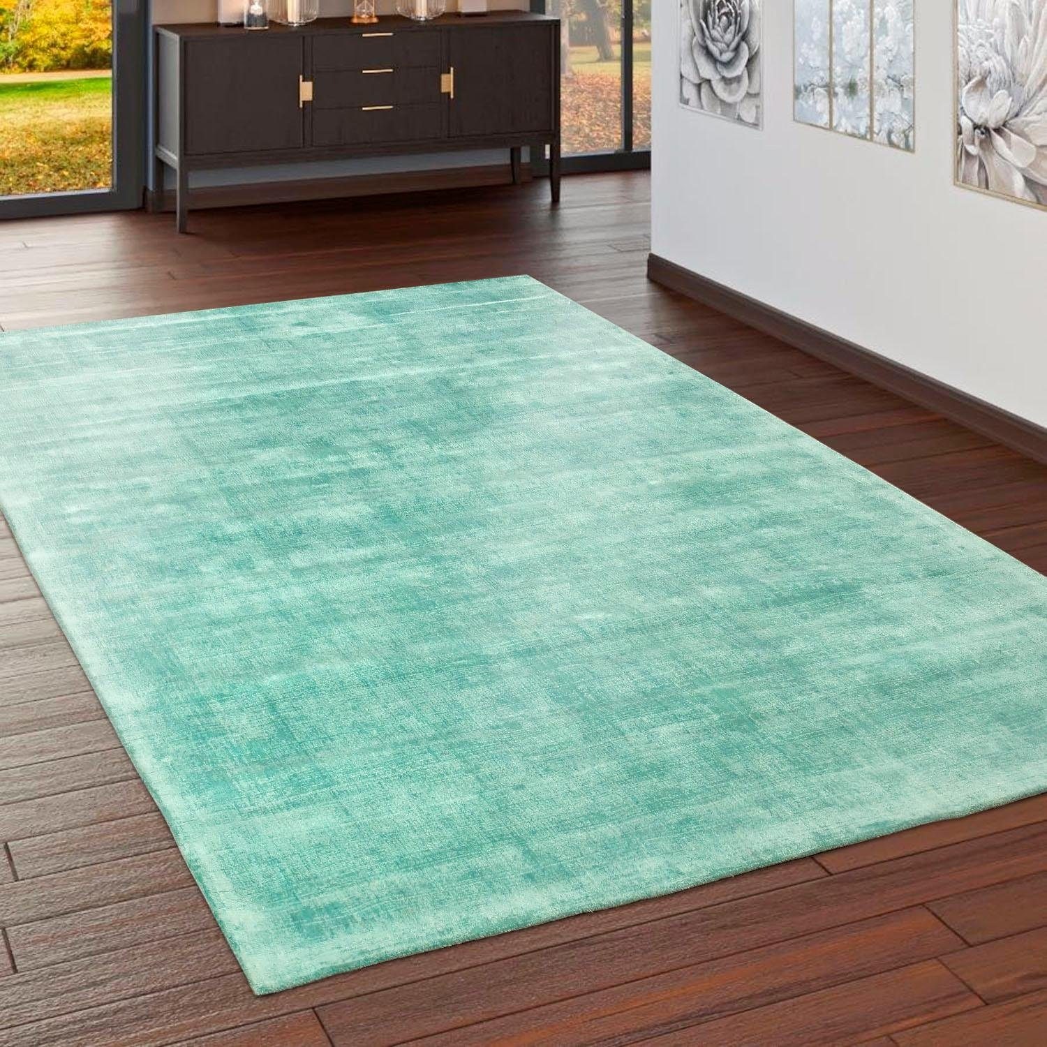 Paco Home Teppich »Glori 330«, rechteckig, 9 mm Höhe, Handweb, Kurzflor, 100% Viskose, handgewebt, mit leichtem Schimmer
