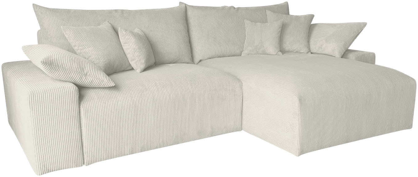COLLECTION AB Ecksofa Mega-Sofa wahlweise in Cord oder Bouclé, mit Federkern & 6 Zierkissen