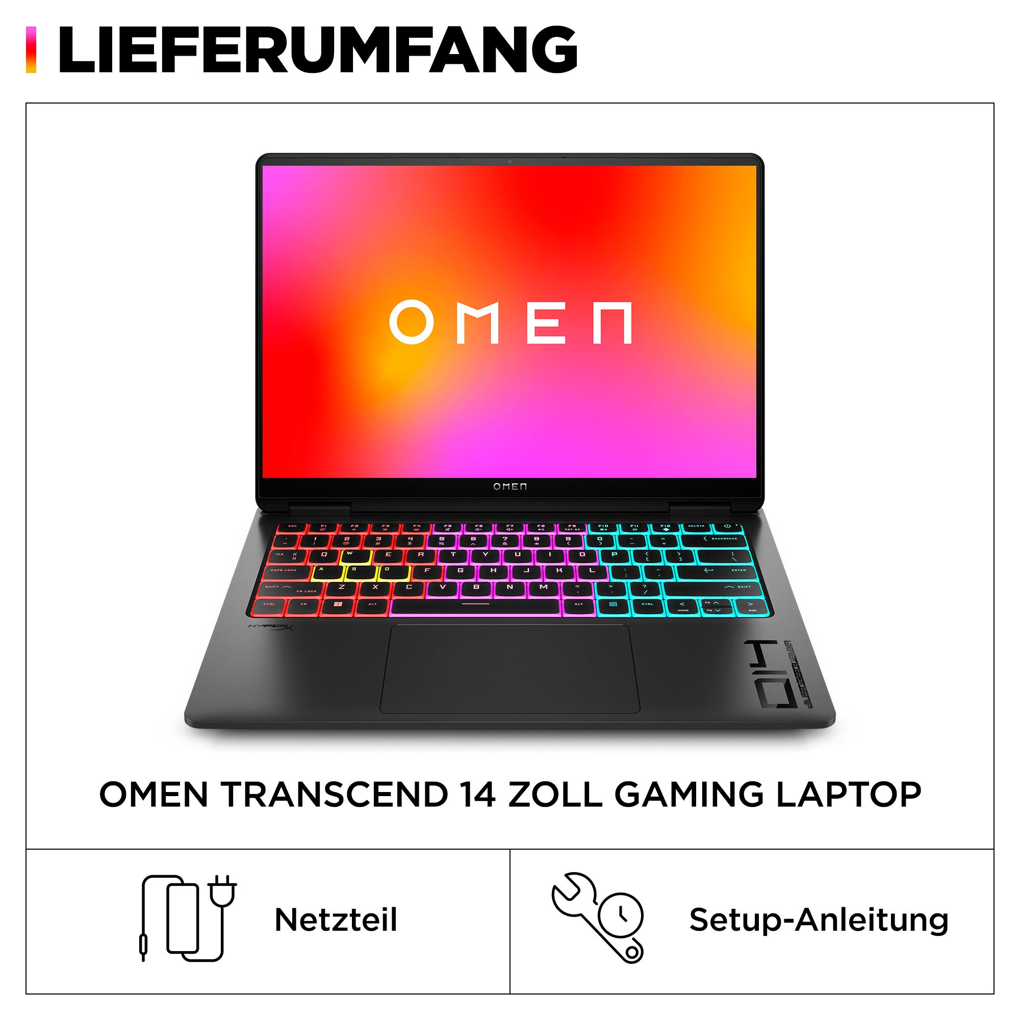 HP Gaming-Notebook »14-fb1097ng«, 35,6 cm, / 14 Zoll, Intel, Core Ultra 9, GeForce RTX 5070, 2000 GB SSD