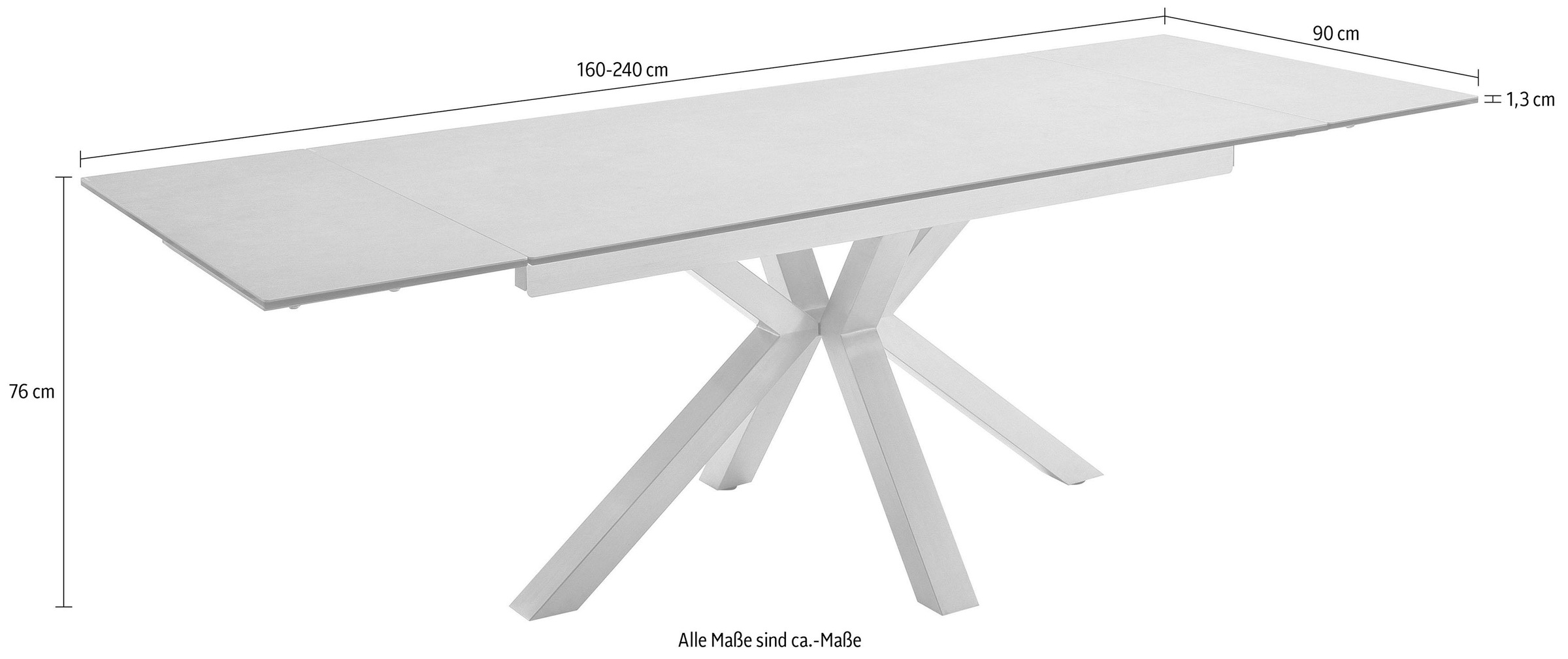 MCA furniture Esstisch »Nagano«, Esstisch Glas-Keramik mit Stirnauszug