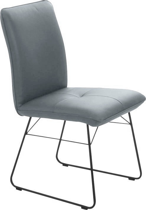 K+W Komfort & Wohnen Kufenstuhl, 1 St., Leder CLOUD, Drahtgestell in Metall schwarz, Griff am Rücken, Steppung im Sitz