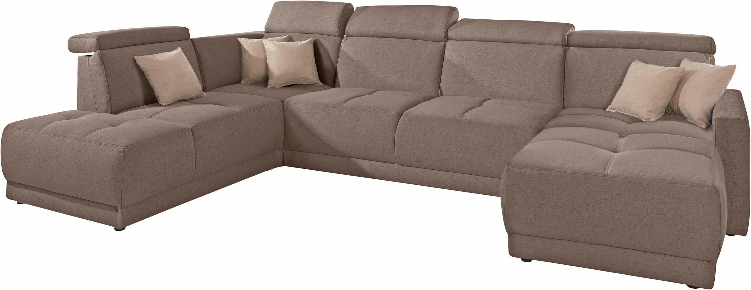 DOMO collection Wohnlandschaft »Ava moderne Sitzheftung mit toller Doppelnaht, komfortabel, U-Form«, mit Federkern, wahlweise mit Kopfteilverstellungen