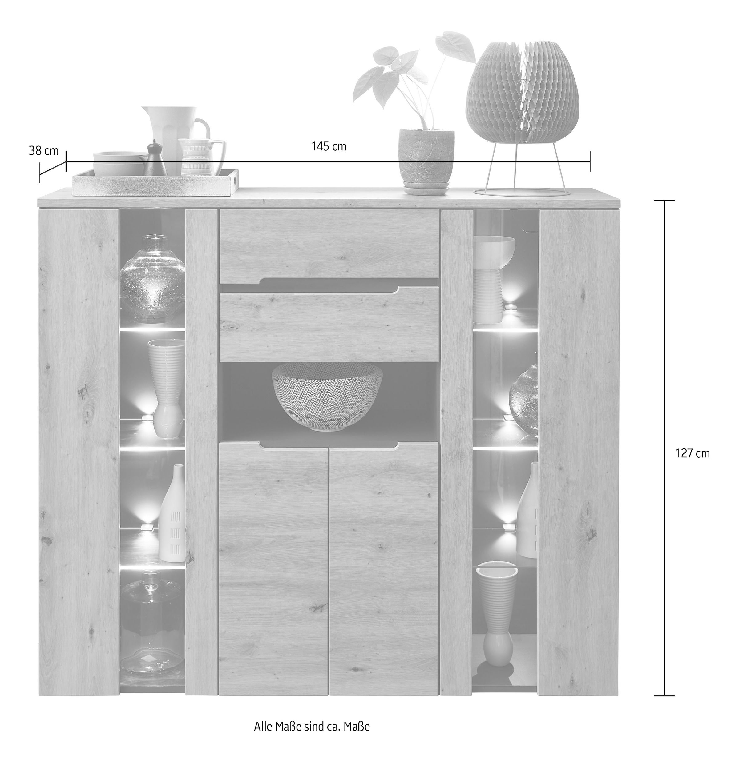 Innostyle Stauraumschrank, Bicolour Eiche Artisan Absetzung graphit