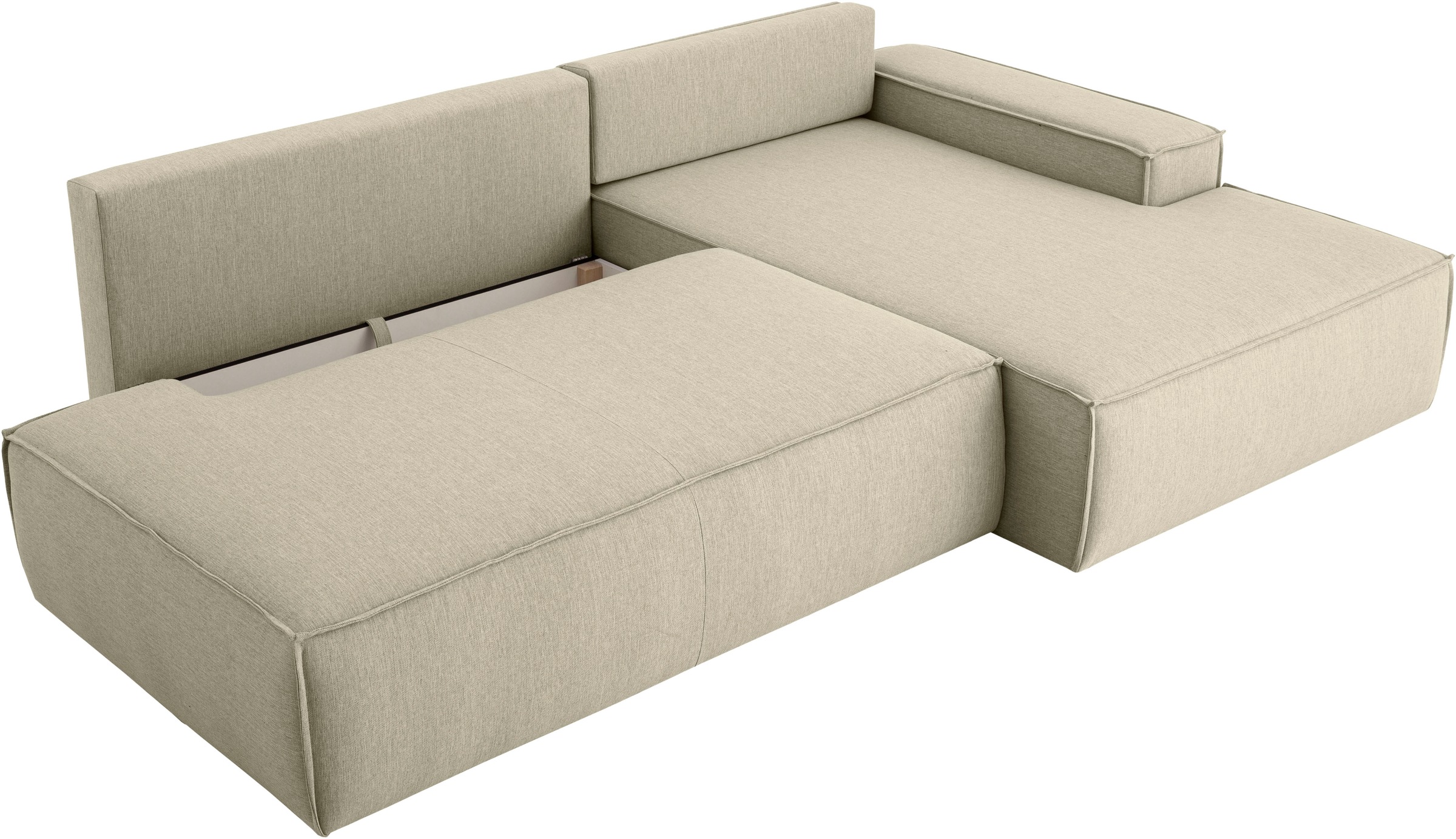 Home affaire Ecksofa »SHERWOOD, Schlafsofa in L-Form offen (275cm), Cord, Leinenoptik«, Schlaffunktion und Bettkasten, Kedernaht, hoher Sitz- & Liegekomfort