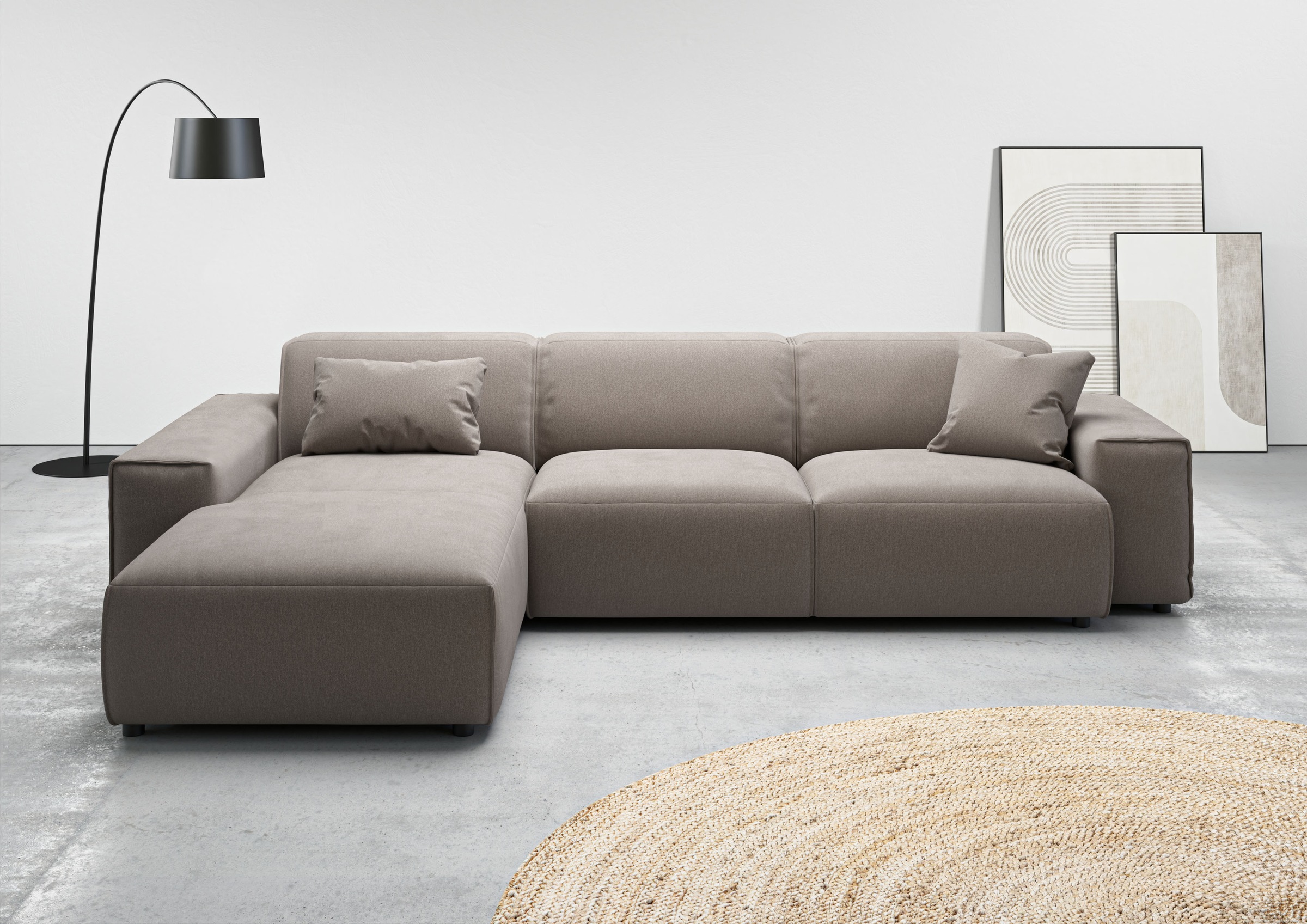 andas Ecksofa »Glimminge auch in Breitcord, Feincord, Bouclé + Easy care-Bezug«, L-Form, Breite 294, Zierkissen
