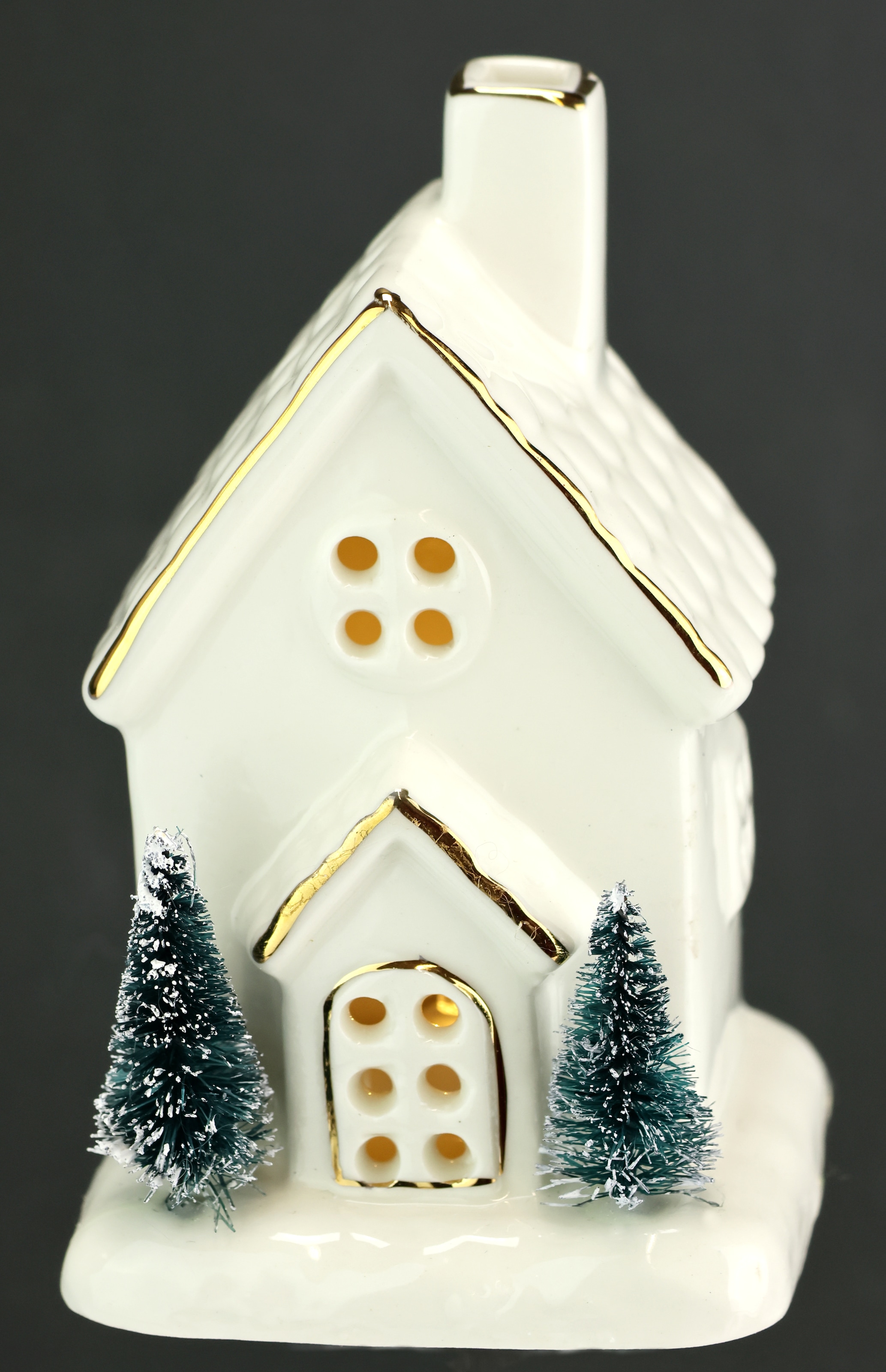 I.GE.A. LED-Dekofigur »LED-Haus« Dekoobjekt LED batteriebetrieben Weiß Gold Weihnachtsdeko