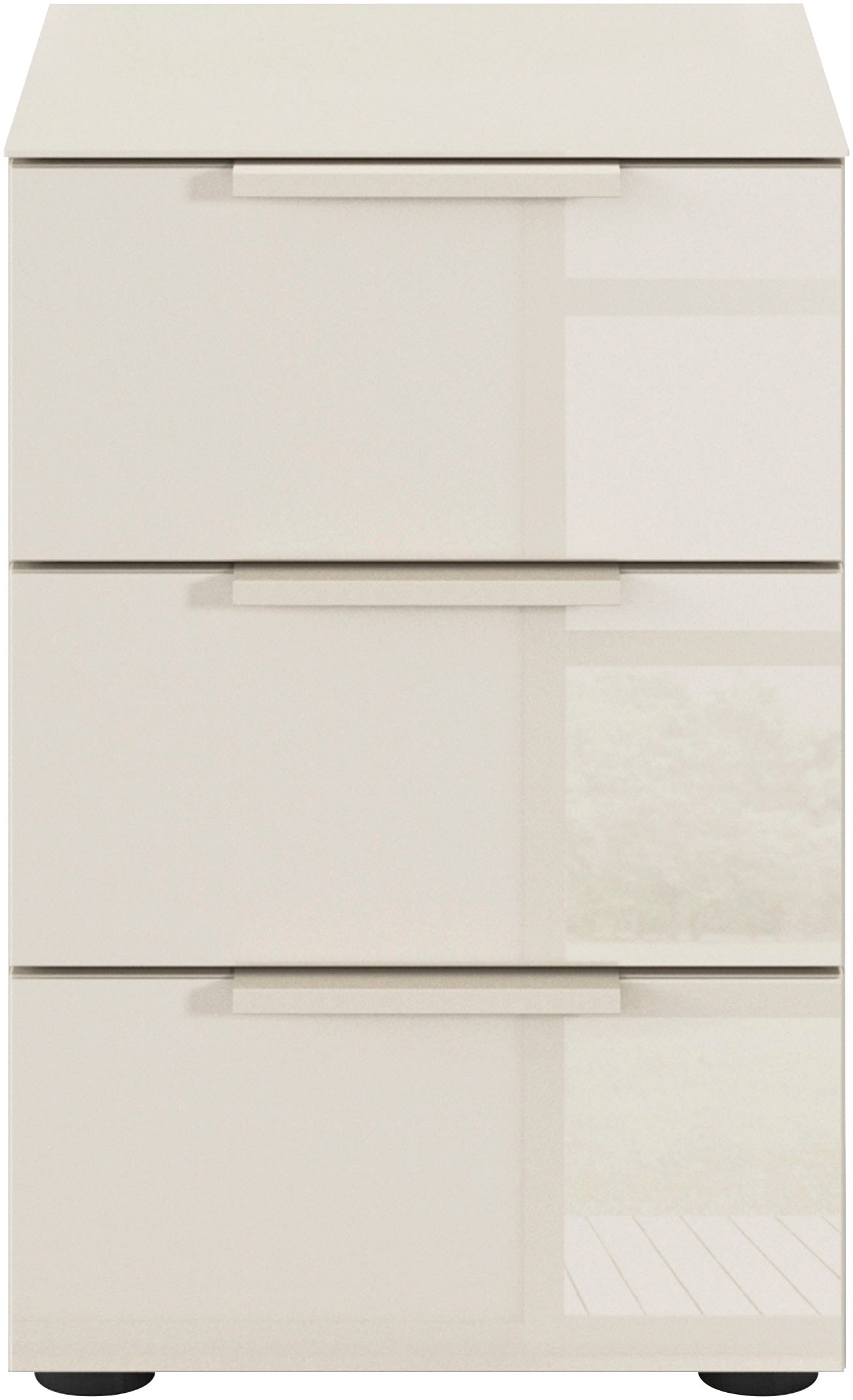 rauch Nachtkommode »Nachttisch Nachtschrank Nachtkonsole FLIPP mit Glasfront« Breite 40 cm,  mit 3 Schubladen und Soft-Close-Funktion, Oberboden und Front Glas