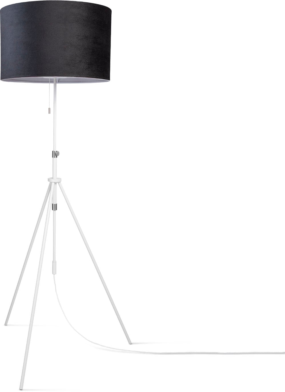 Paco Home Stehlampe »Naomi uni Color«, Leuchtmittel E27 | ohne Leuchtmittel, Wohnzimmer Höhenverstellbar 121,5 bis 176,5 cm Zugschalter Velour