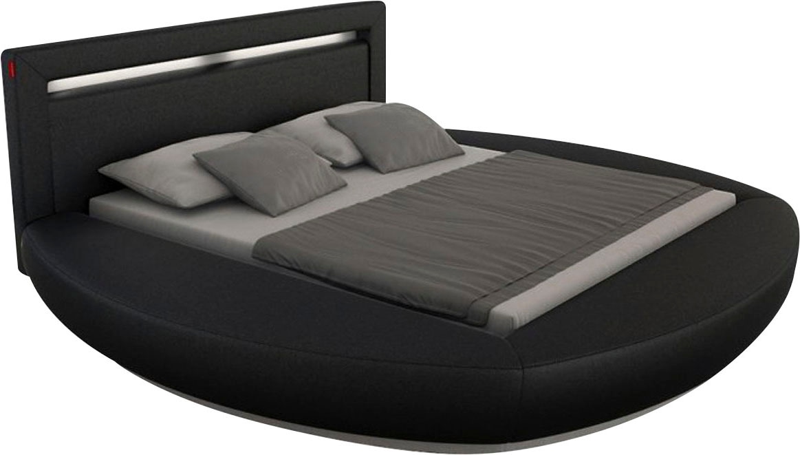 3. Bild von SalesFever Rundbett, mit LED-Beleuchtung im Kopfteil, Design Bett in Kunstleder, Rundbett