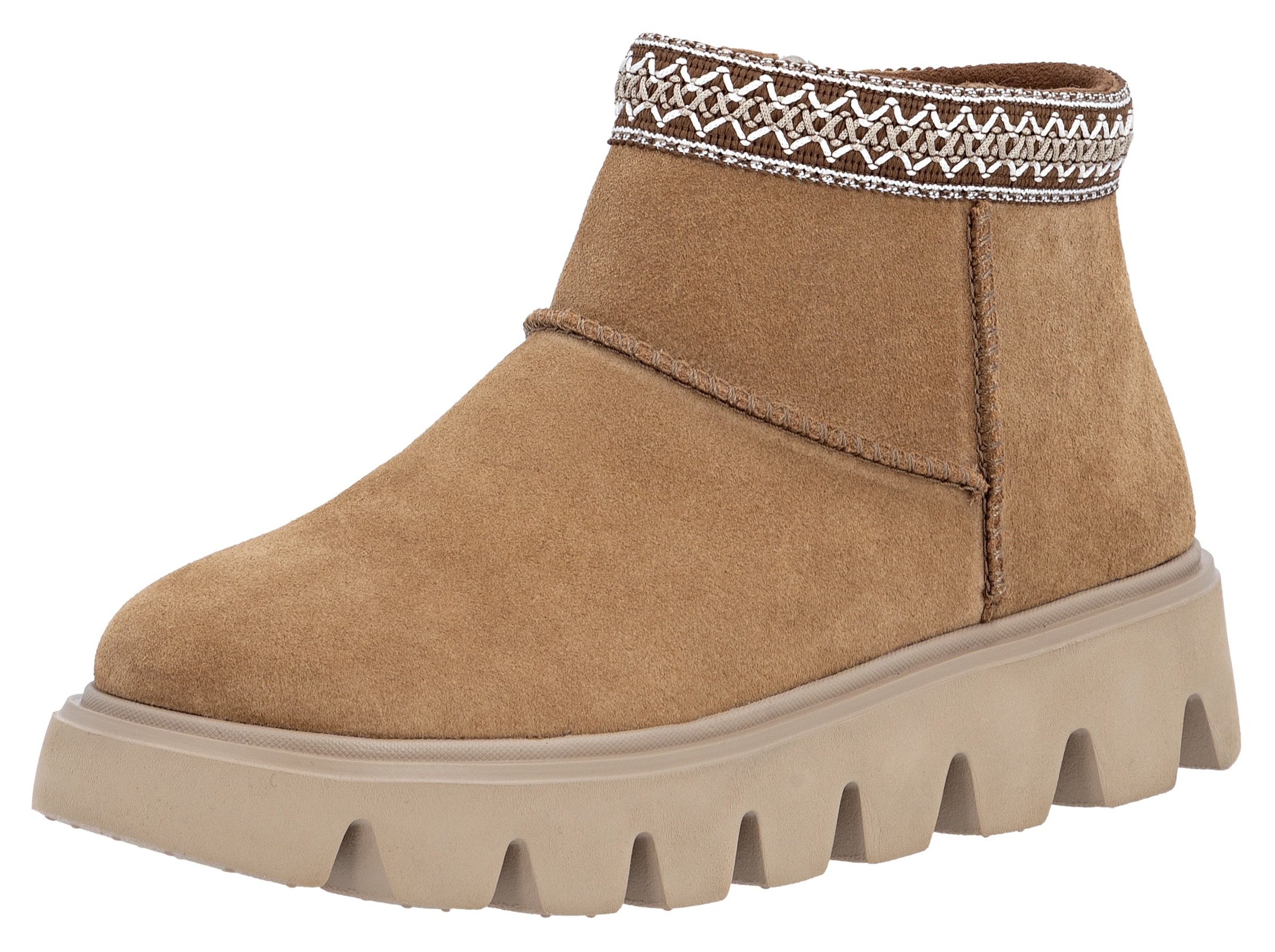 RIEKER Sport Winterboots  Plateauboots, Stiefelette mit Textileinfass im Ethno-Look