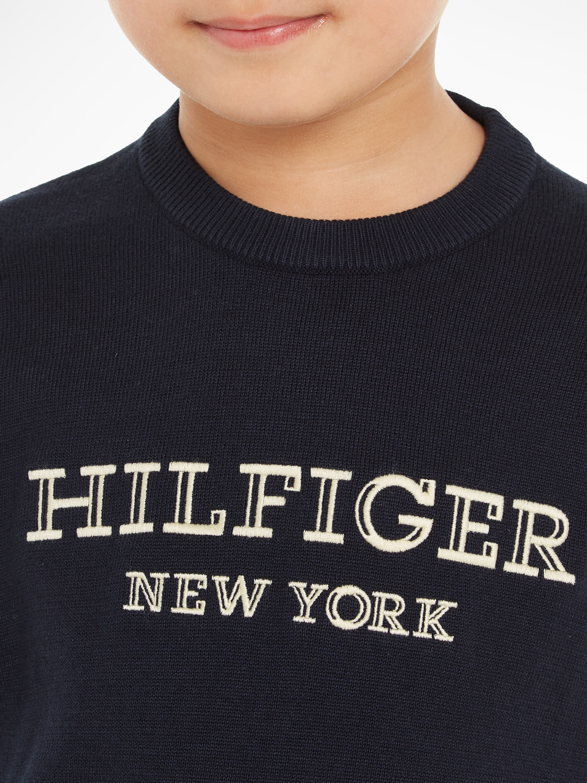 Tommy Hilfiger Strickpullover »MONOTYPE SWEATER«, mit großer Logostickerei