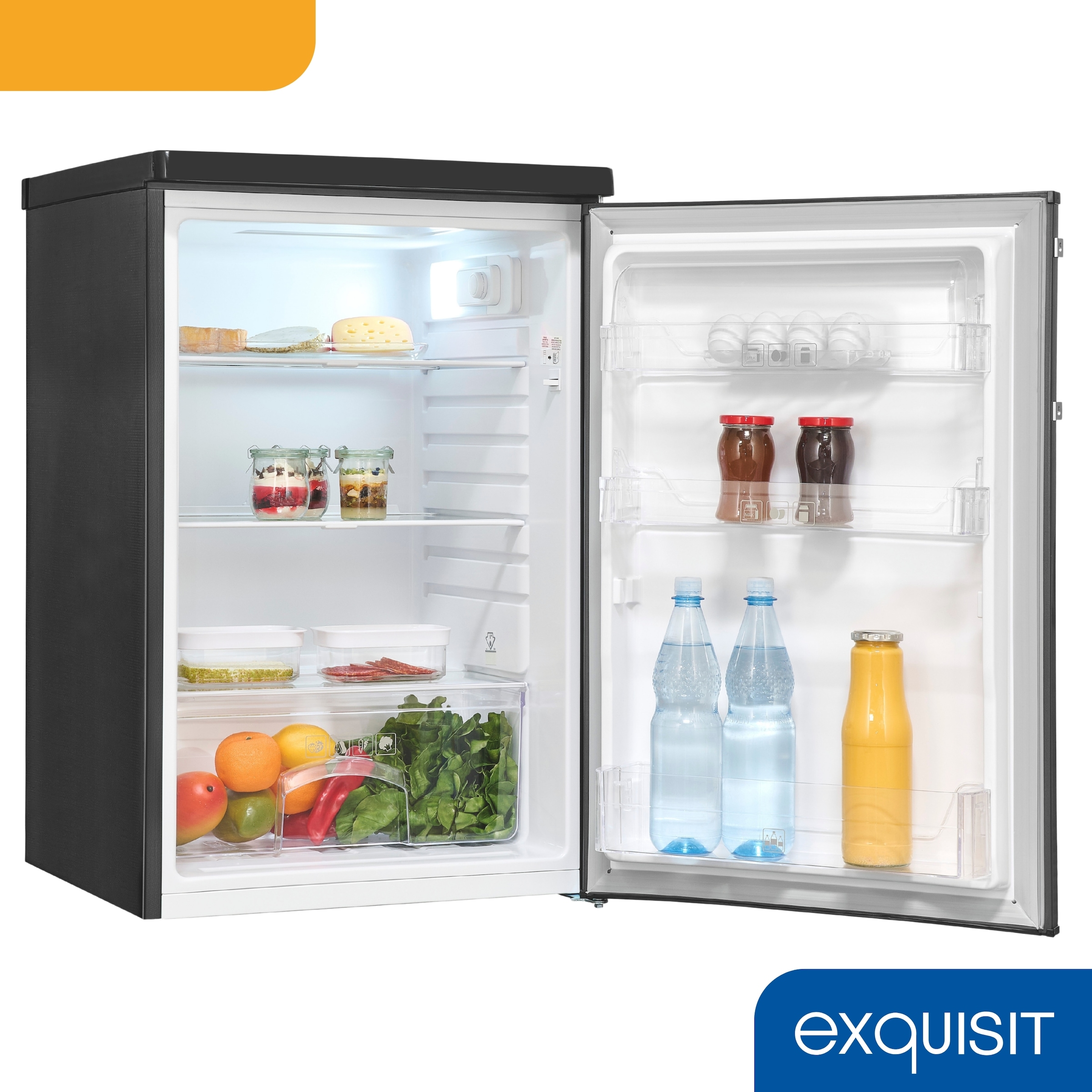 exquisit Kühlschrank »KS16-V-H-040E inoxlook-az« 85,5 cm hoch 55 cm breit Kompakt & flexibel – ideal für Küche, Büro & Ferienwohnung