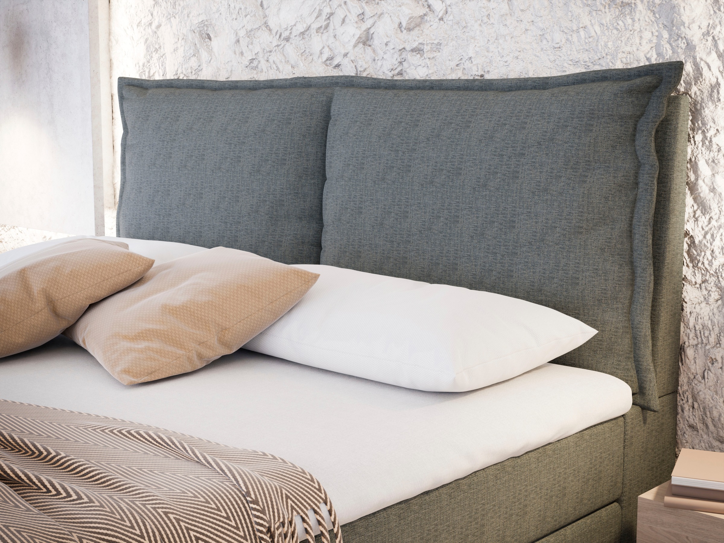 FORTE Boxspringbett »Pillows mit Bettkasten, erhältlich in den Breiten 140, 160 & 180cm« in verschiedenen Farben erhältlich