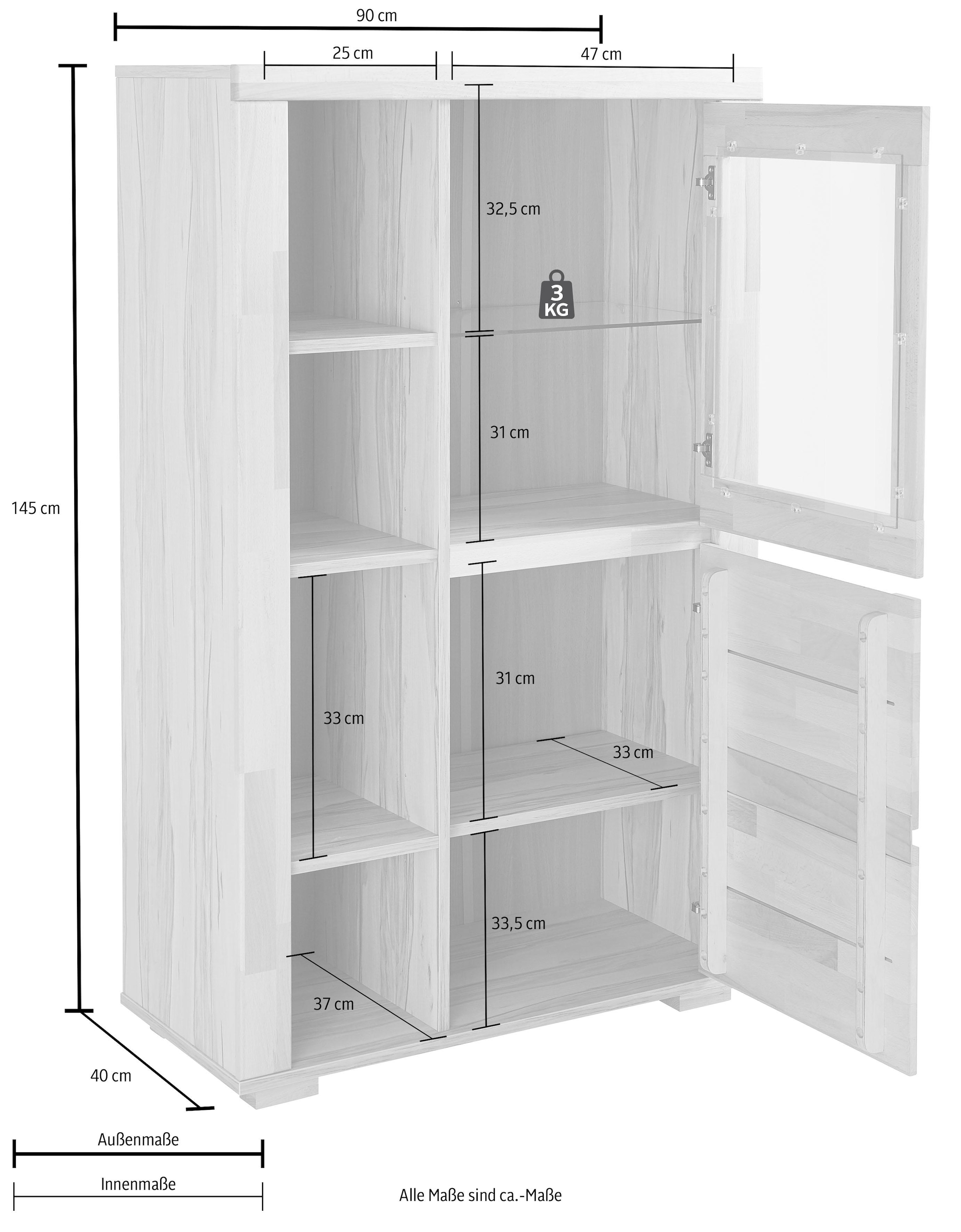 Home affaire Vitrine »Denis«, Stauraumvitrine, Höhe 145 cm