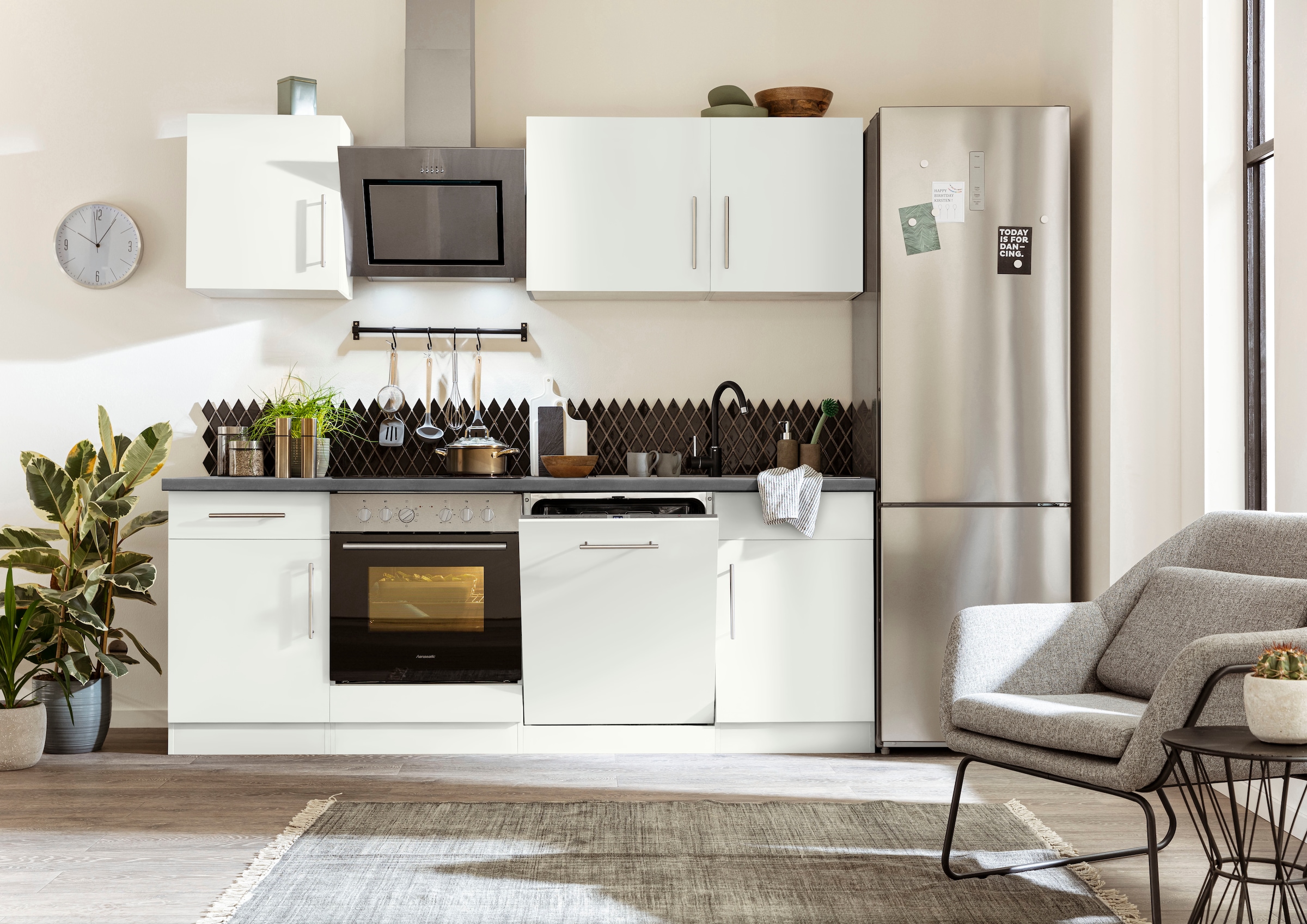 wiho Küchen Küchenzeile »Cali«, mit E-Geräten, Breite 220 cm mit Hanseatic E -Geräten, extra kurze Lieferzeit auf Raten kaufen