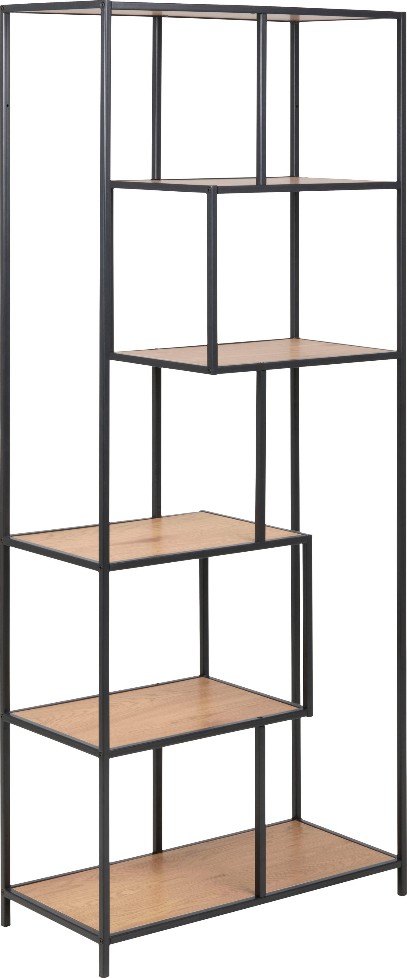 ACTONA GROUP Bücherregal, Metallgestell, modernes Design, 5 Einlegeböden, asymmetrische Details