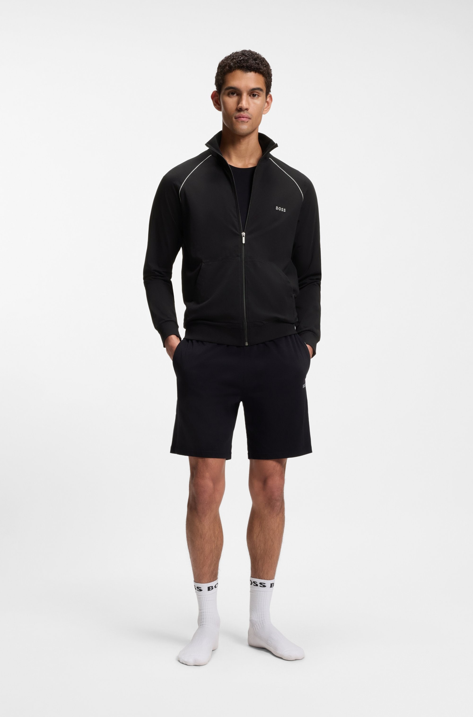 BOSS Sweatjacke »Mix&Match Jacket Z« mit Kontrastnaht am Ärmel