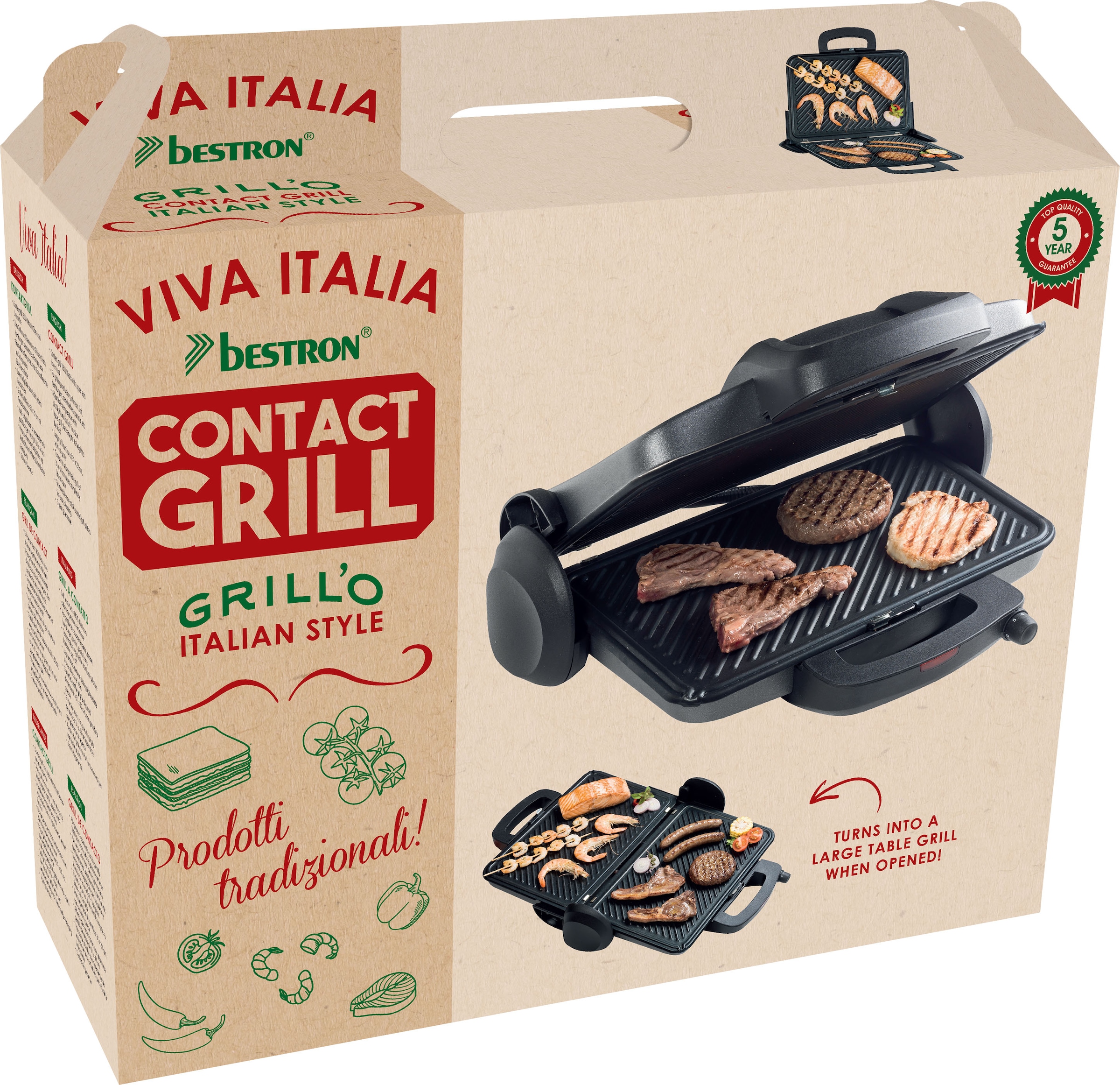 bestellen Kontaktgrill online 1800 Viva »ACG380 W, aufklappbar Ober-und Italia«, Unterhitze, Schwarz bestron mit