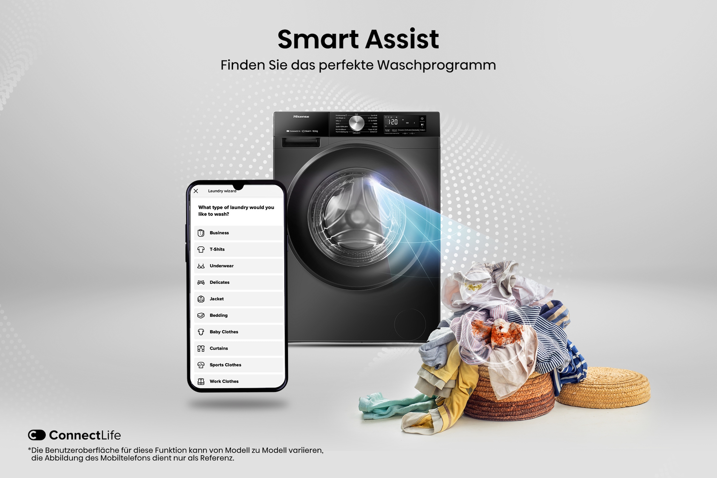 Hisense Waschmaschine »WF3S1043BB3«, 10 kg, 1400 U/min, Wifi-ConnectLife