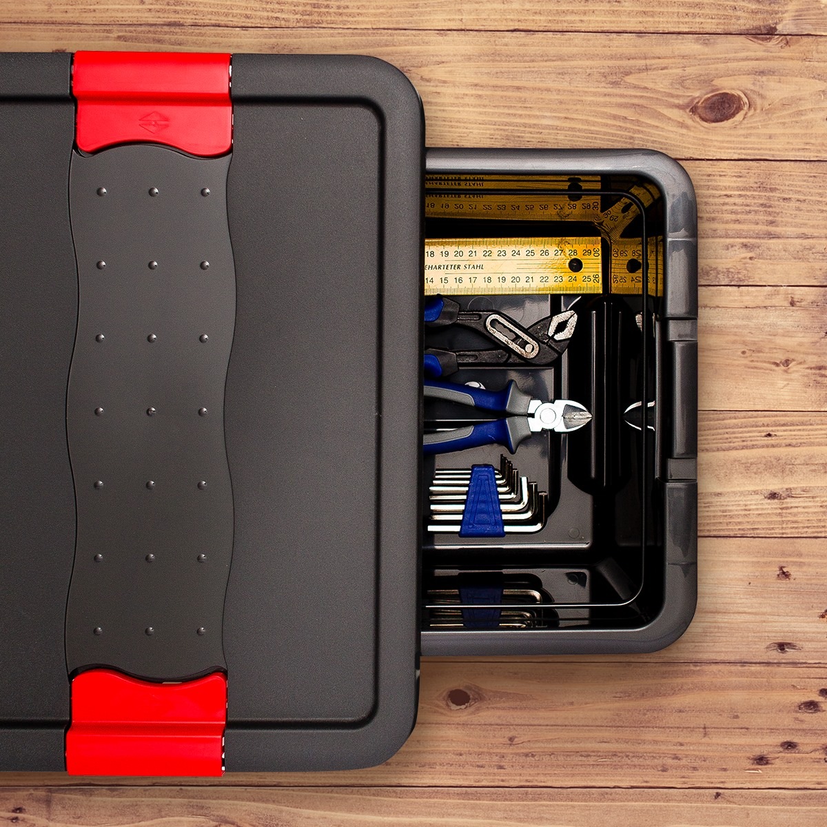 keeeper Transportbehälter »eckhart, 5er Set Transporbox, 52 L, 59,5 x 39,5 x 34 cm« 39,5 cm breit 34 cm hoch 59,5 cm lang Set, 5 Stk. tlg. seitl. Clips, Griffe am Boden, stoßfeste Seitenwände, robuster Deckel