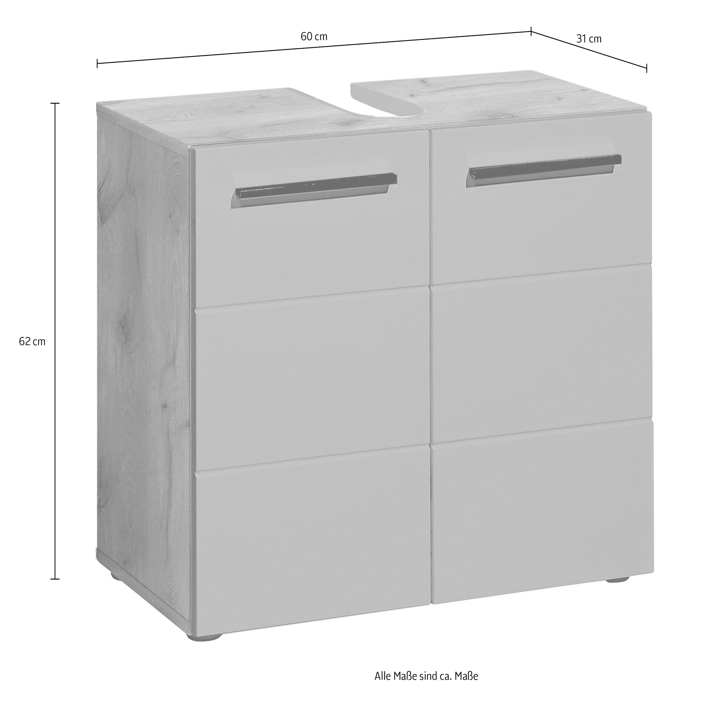 BASIC by Balculina Waschbeckenunterschrank »Vista BxHxT 60x62x31« 1 Stk. tlg. Breite 60cm, Kunststoffgriffe, Made in Europa