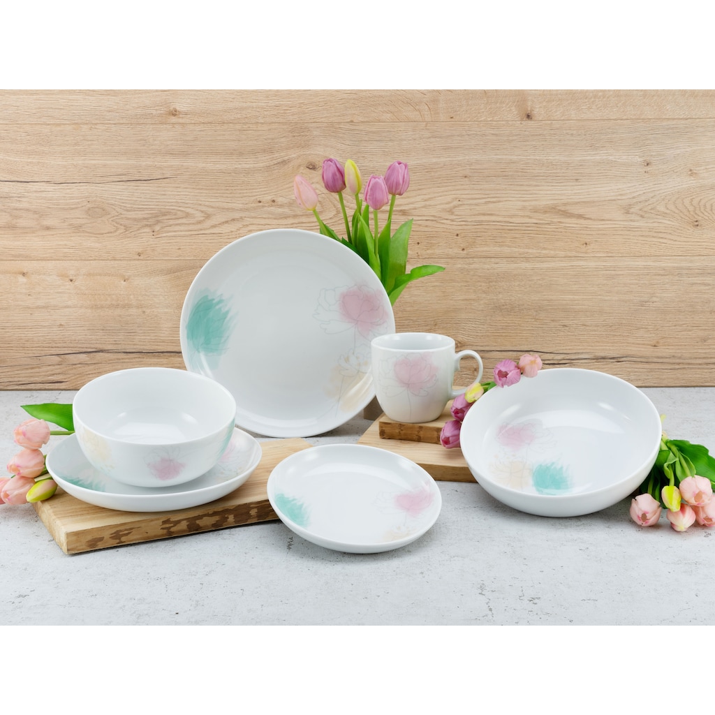 CreaTable Kombiservice »Geschirr-Set AllRound«, (Set, 10 tlg., Kaffeeservice und Tafelservice im Set, für 2 Personen)