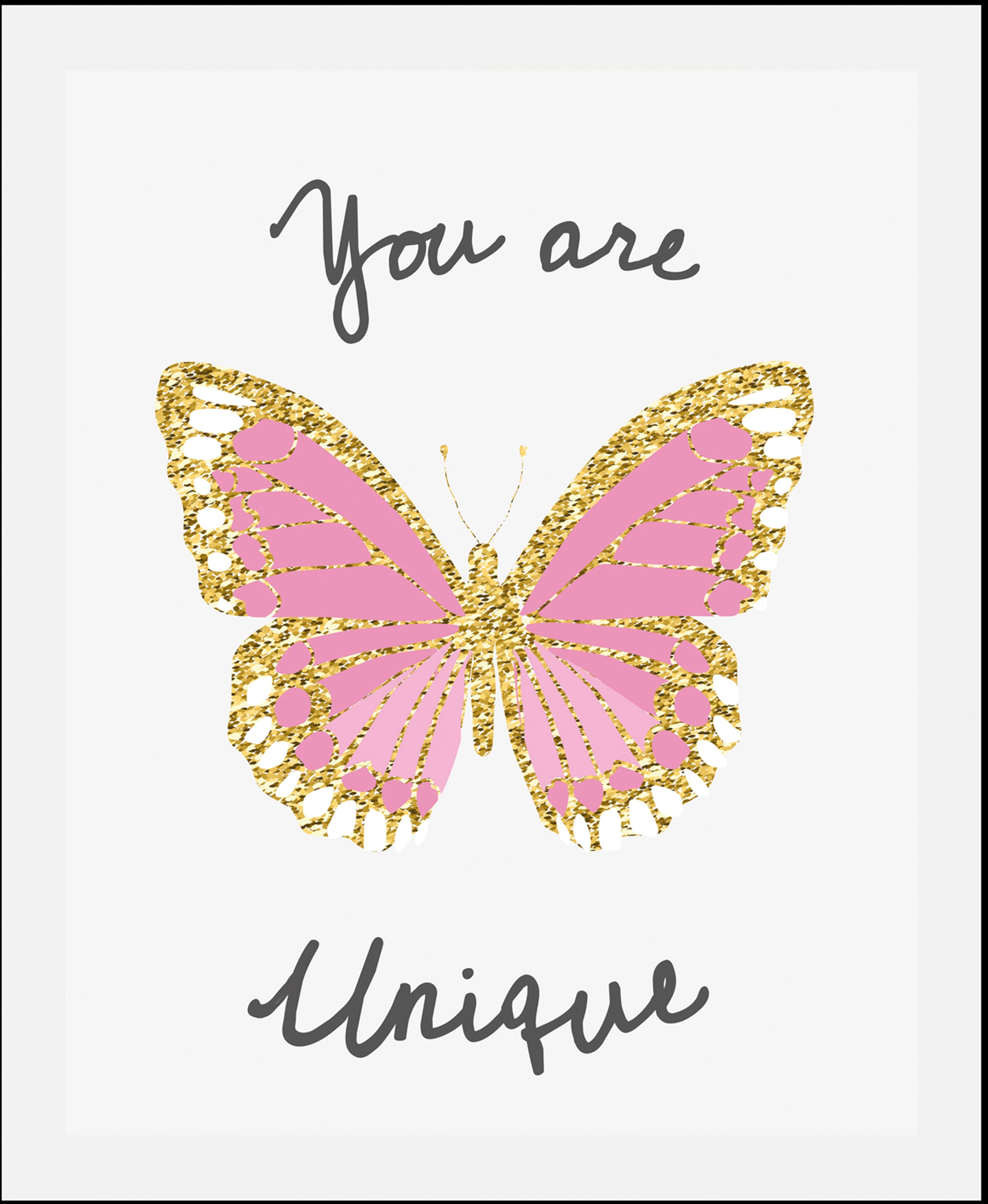 queence Bild »You are unique« Motivationsbilder   Schmetterlinge   Schriftz günstig online kaufen