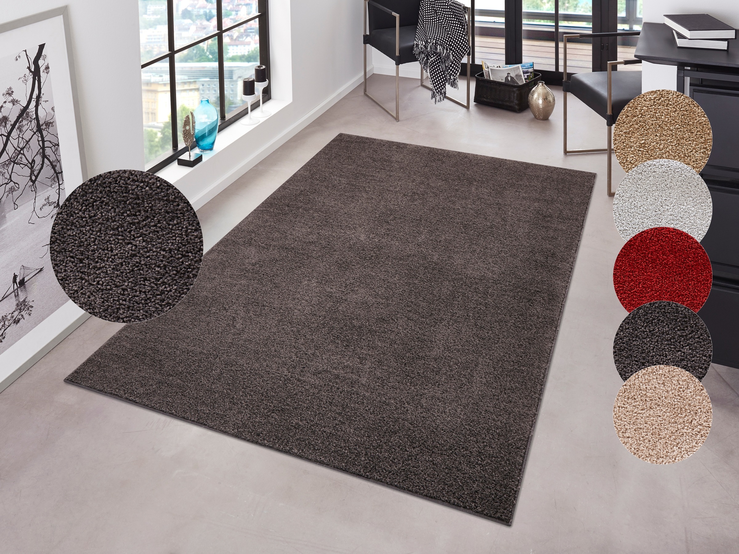 HANSE Home Teppich »Pure 100 Kurzflor« rechteckig 13 mm Höhe Kurzflor, uni, günstig online kaufen