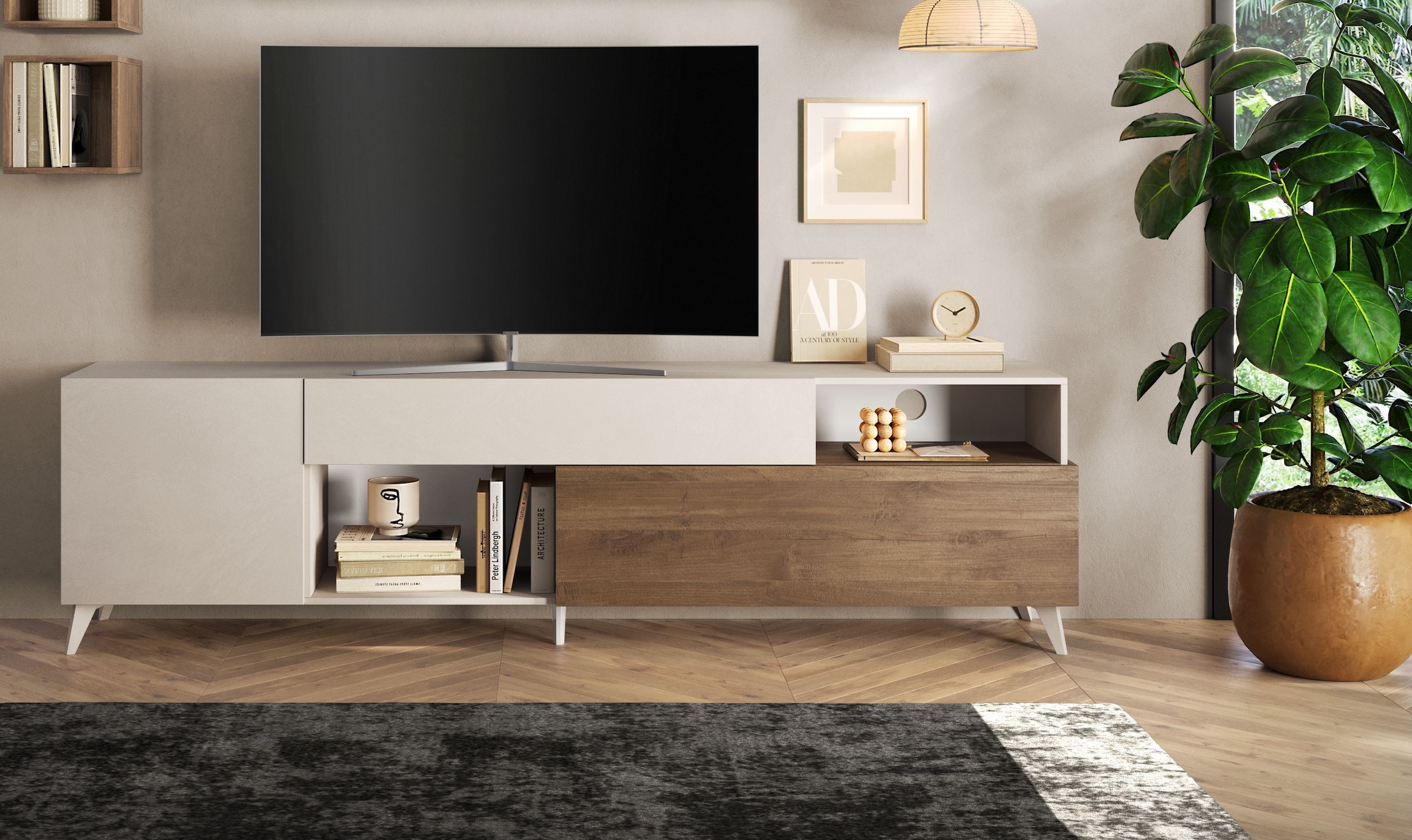 INOSIGN Lowboard »Monaco Breite 241 cm, TV-Schrank mit 1 Tür, 1 Klappe u. 1 Schubkasten«, Fernsehtisch, TV-Board, Soft/Self Closing