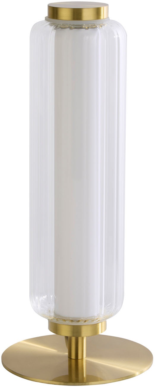 Searchlight Tischleuchte »Mod LED Table Lamp, Satin Brass Metal, Opal Acrylic & Clear« LED-Modul 1 Stk. Warmweiß