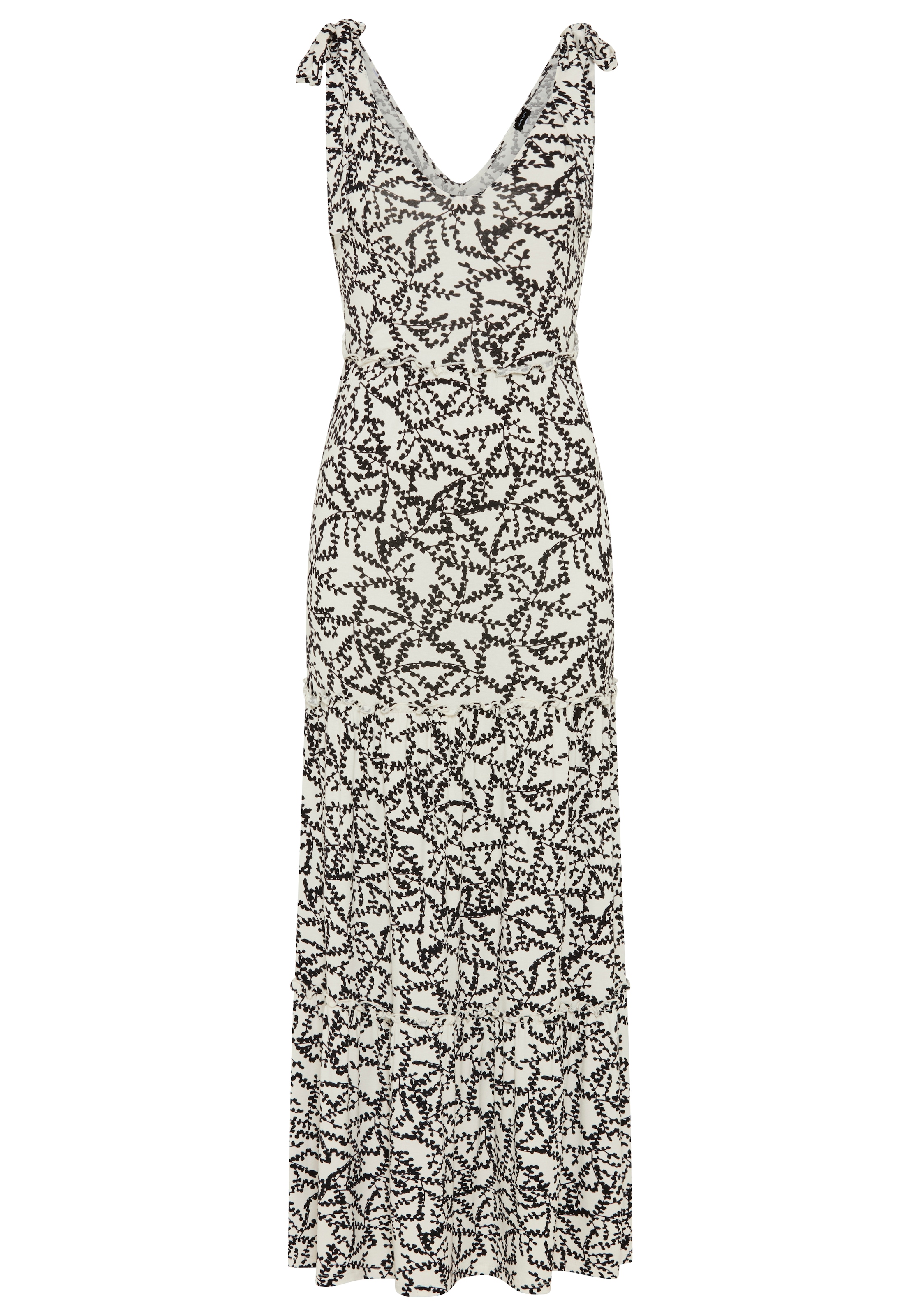 Laura Scott Maxikleid in gemusterter Optik, aus Viskose und Elasthan, mit Schleifen-Detail