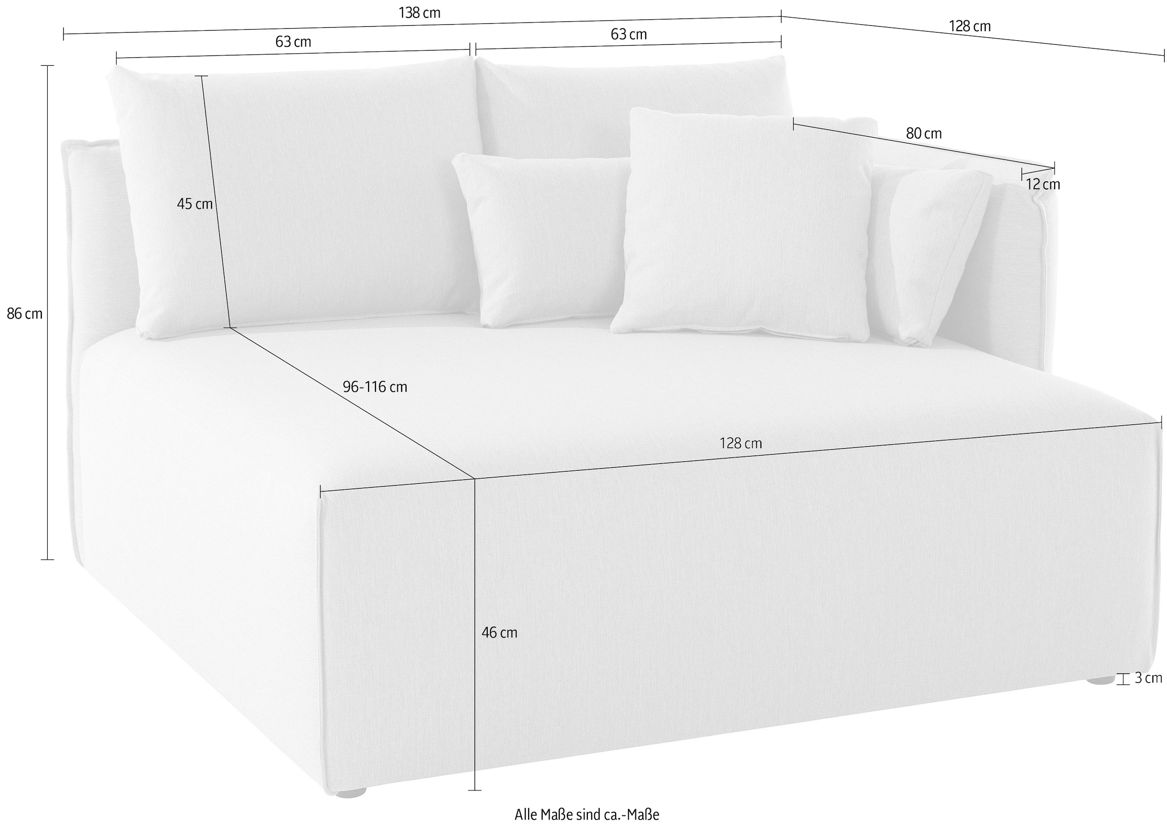 andas Ottomane »Nöre«, kurzes Lounge-Modul - zum Zusammenstellen, Breite 138 cm, Tiefe 128 cm