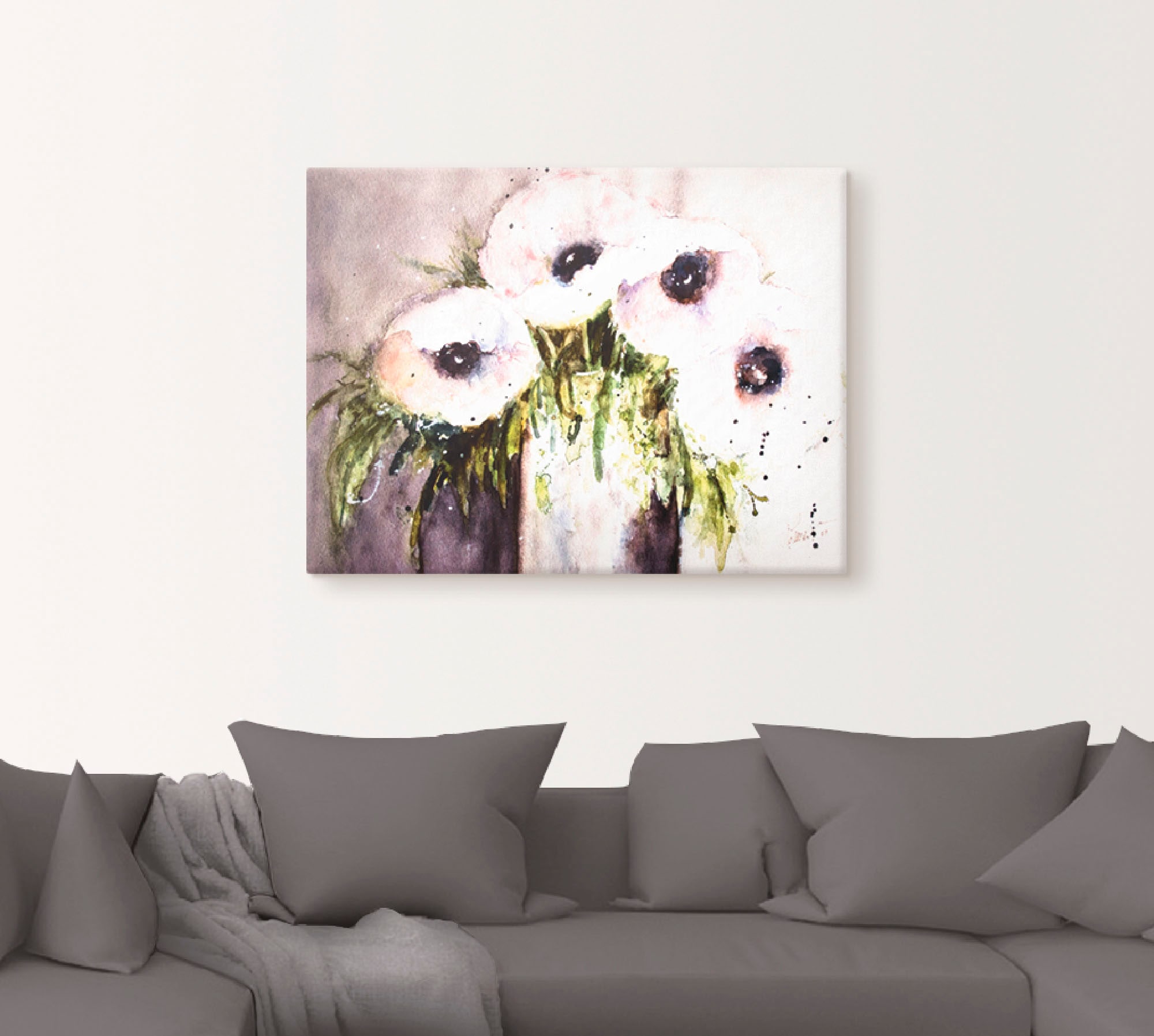 Artland Leinwandbild "Lila Mohn in Vase", Blumen, (1 St.), auf Keilrahmen g günstig online kaufen