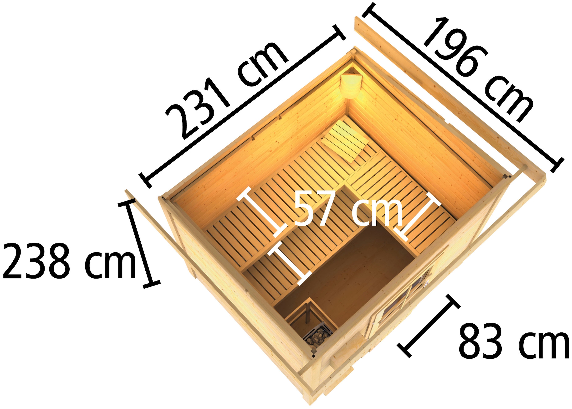 Karibu Saunahaus »Ralf« Set,  Ofen 9 KW externe Strg easy
