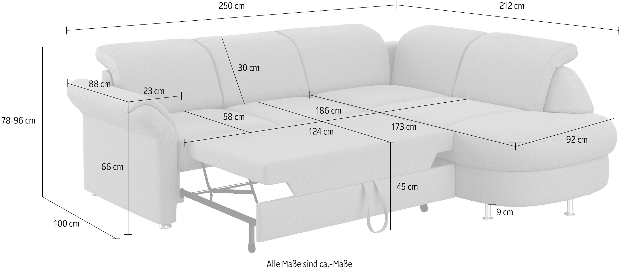 sit&more Ecksofa »Apulia L-Form«, wahlweise Bettfunktion, Bettkasten und Kopf- und Armteilverstellung
