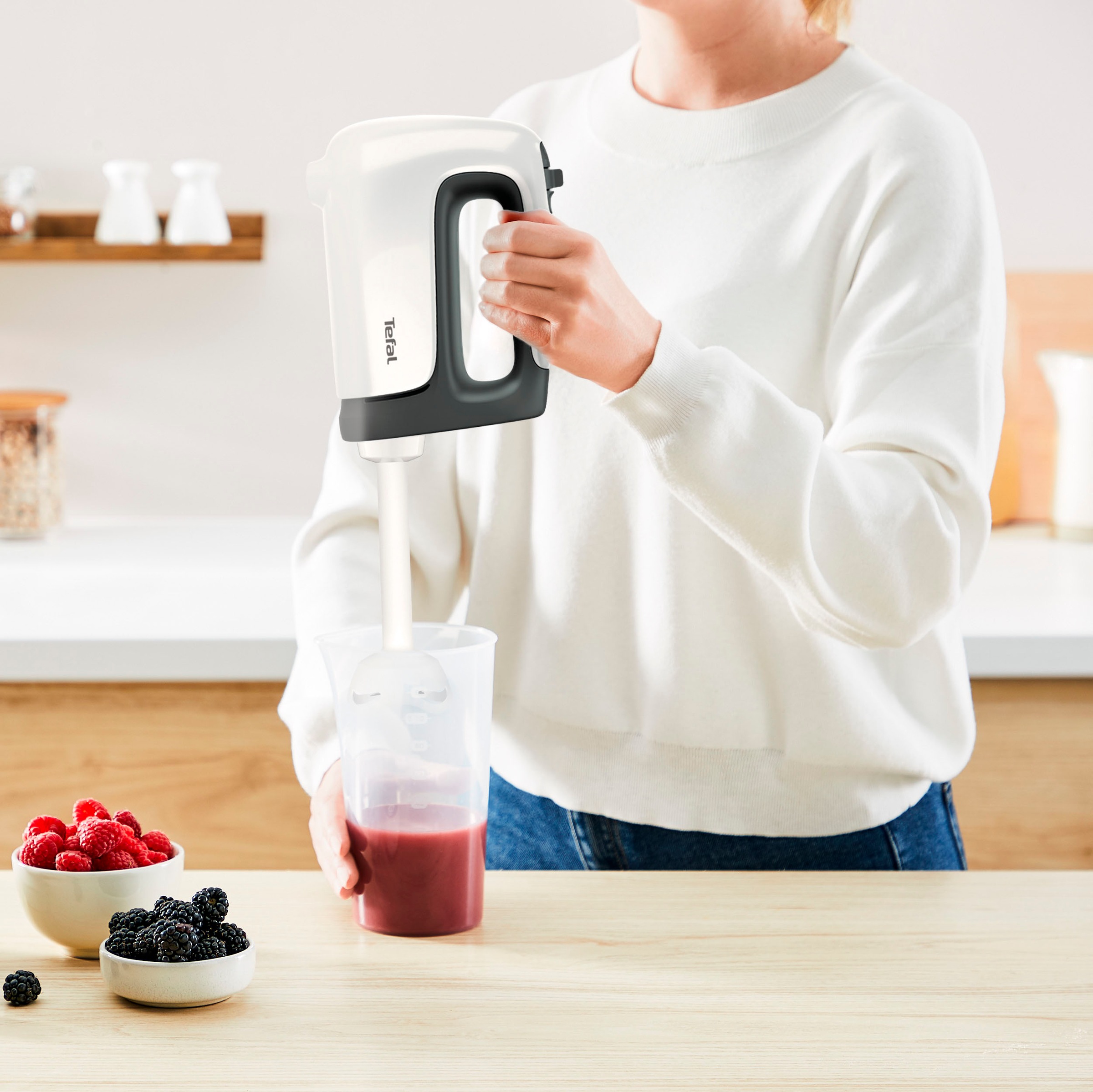 Tefal Handmixer »Prep'Mix+«, 500 W, Turbo-Funktion, 2 Rührbesen, 2 Knethaken, Pürierstab-Aufsatz, HT4611