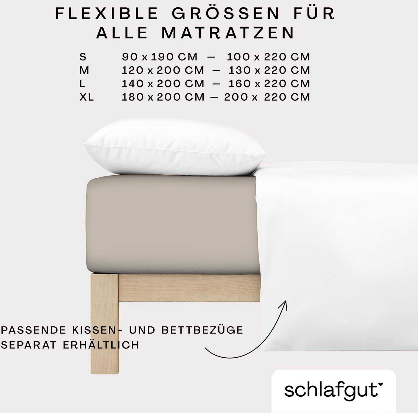 Schlafgut Spannbettlaken »PURE Bio-Baumwolle mit Elasthan, dehnbar blickdicht, straff, Bettlaken«, PREMIUM Laken für Matratzen bis 30cm Höhe, in 90x200, 140x200, 180x200