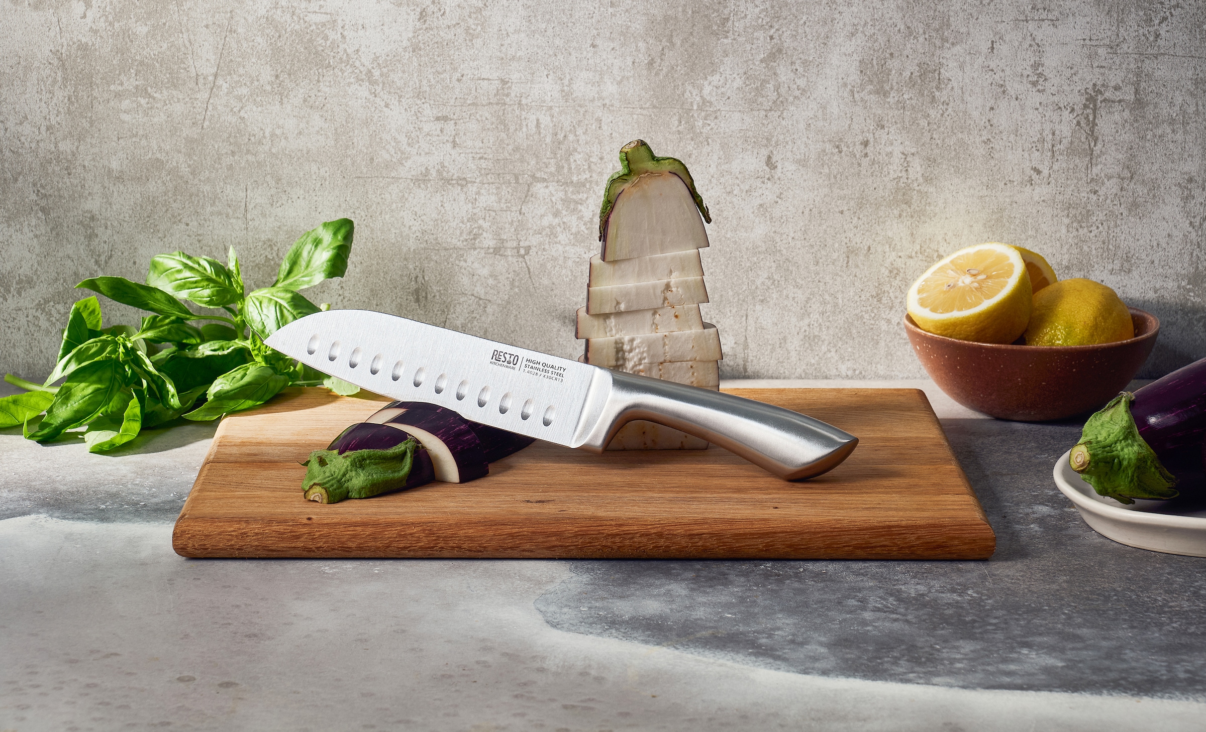 RESTO Kitchenware Messer-Set »Merope, Edelstahlmesser 4-teilig in Magnet-Geschenkbox« Santoku-Messer, Tranchiermesser, Universalmesser, Schälmesser