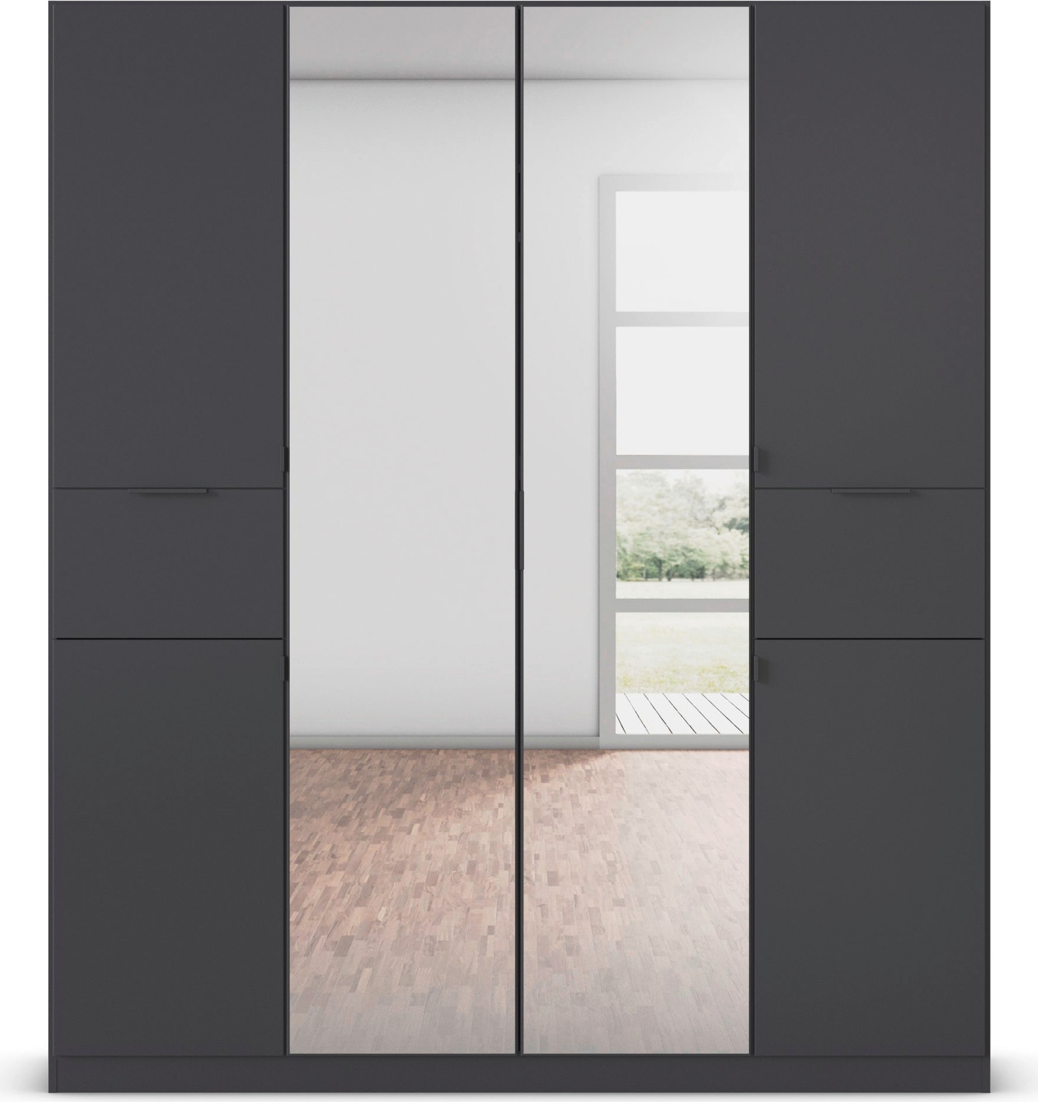 rauch Drehtürenschrank »Kleiderschrank Schrank Garderobe Wäscheschrank TICAO«, (Schubladen in der Höhe variabel positionierbar), mit 2 geräumigen Schubladen, viel Stauraum MADE IN GERMANY