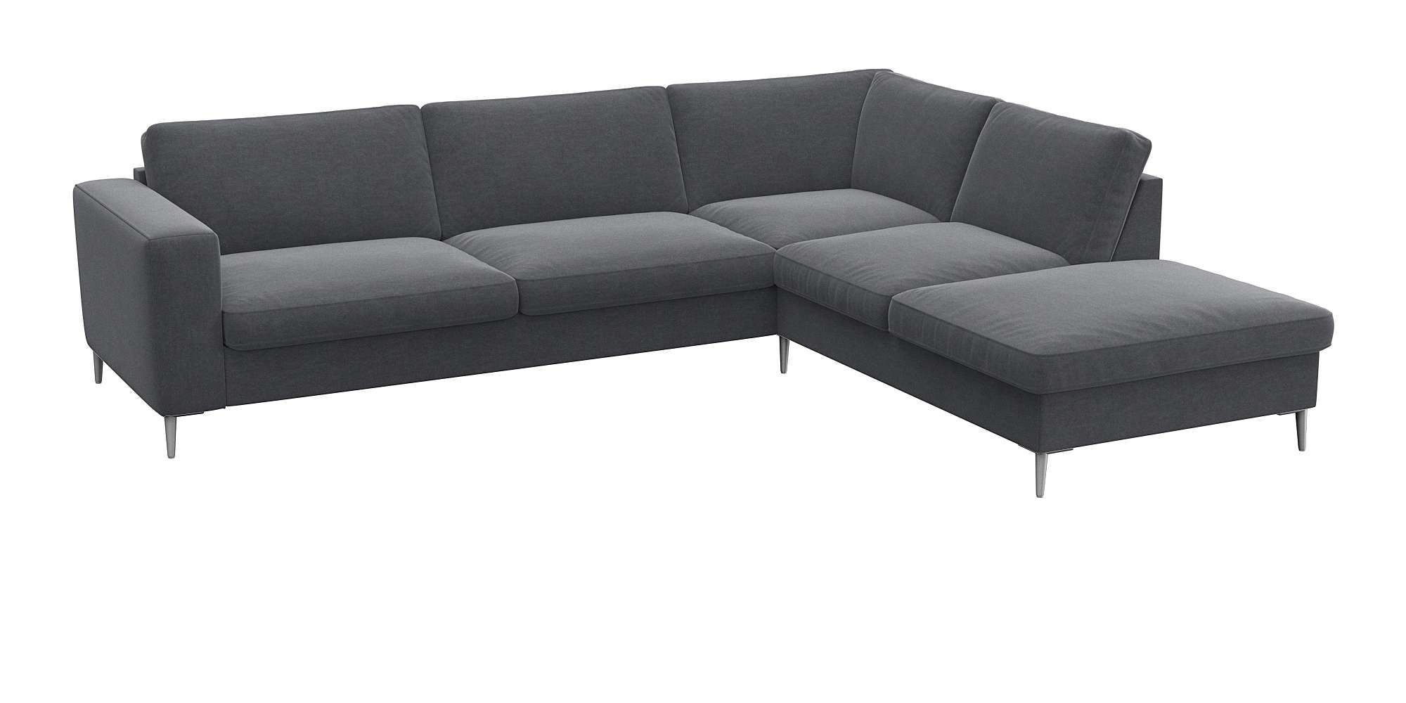 FLEXLUX Ecksofa »Fiore, super Sitzkomfort durch Kaltschaum im Sitz, L-Form«, breite Armlehnen, Füße Alu