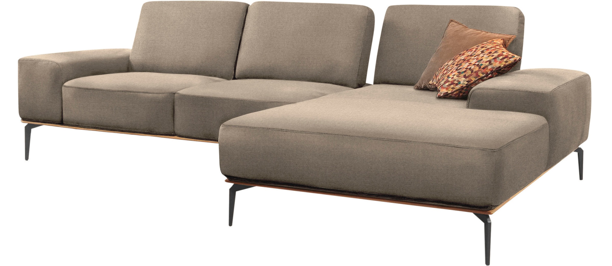 W.SCHILLIG Ecksofa »run, Designsofa mit tollem Sitzkomfort, bequem, L-Form«, mit Holzsockel, Füße in Schwarz pulverbeschichtet, Breite 299 cm